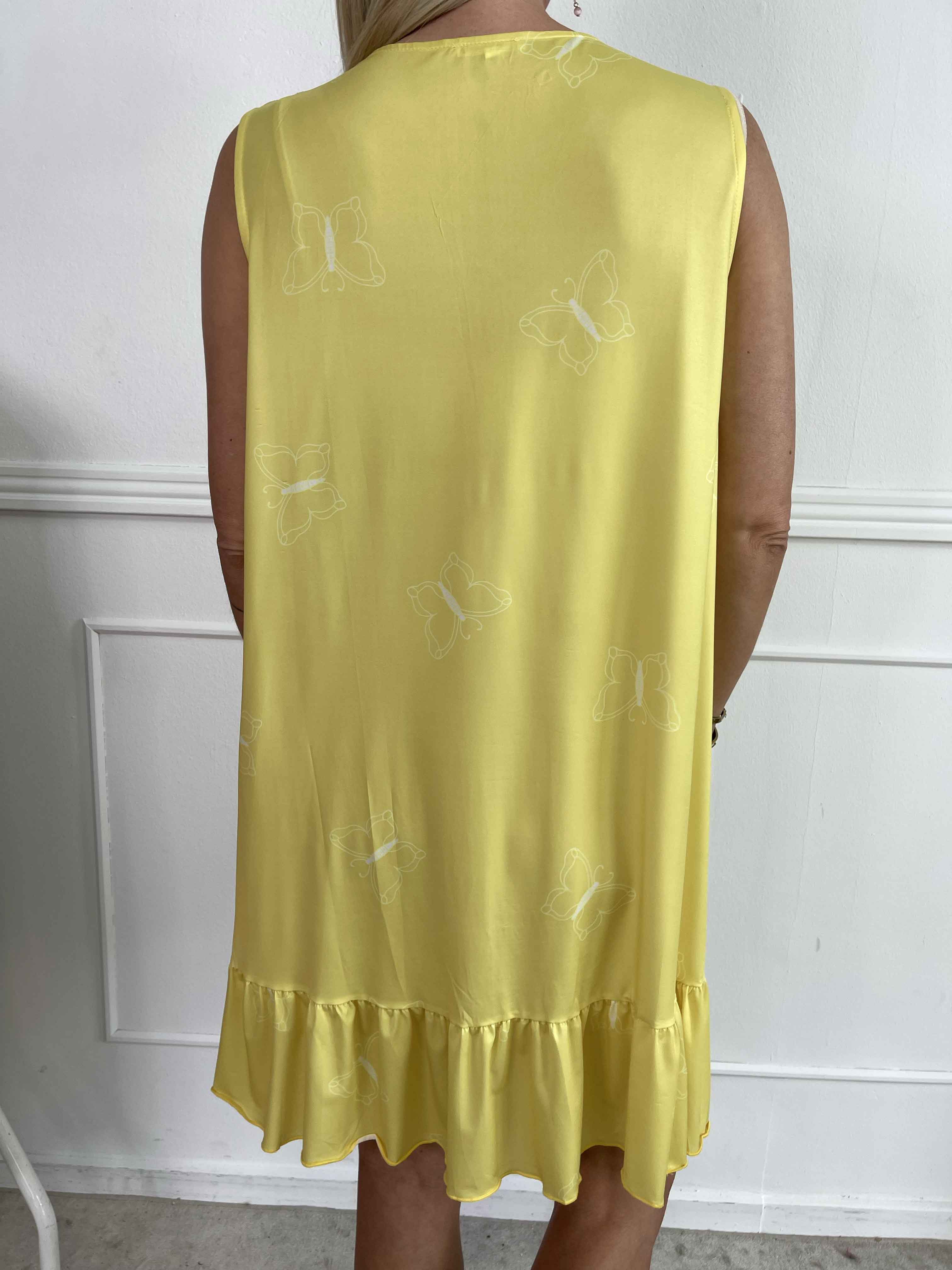 Aurelia - Sommarklänning med fjärilstryck och volangkant