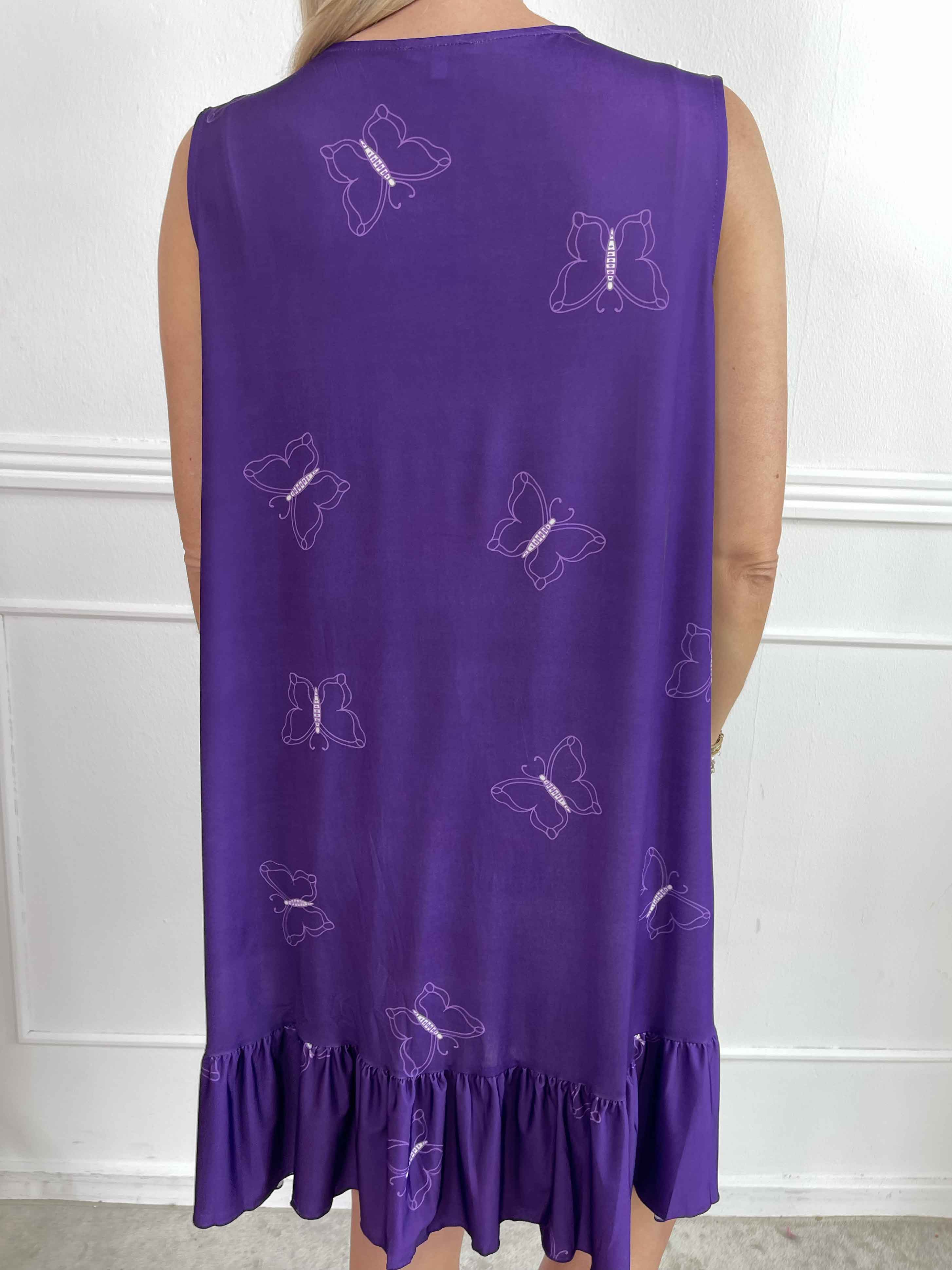 Aurelia - Sommarklänning med fjärilstryck och volangkant