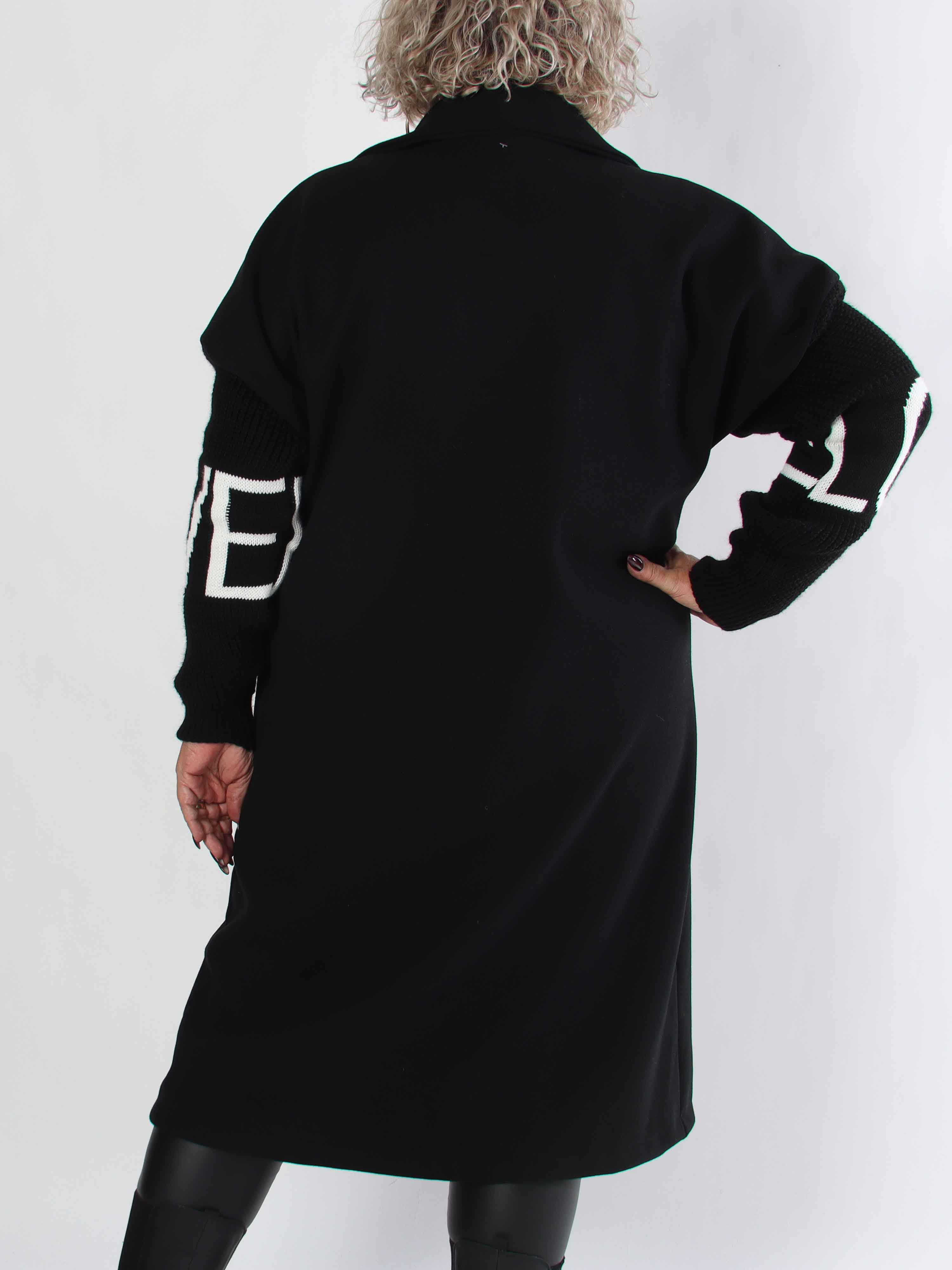 Debbie Midi - Fin plus size kappa med stickade ärmar