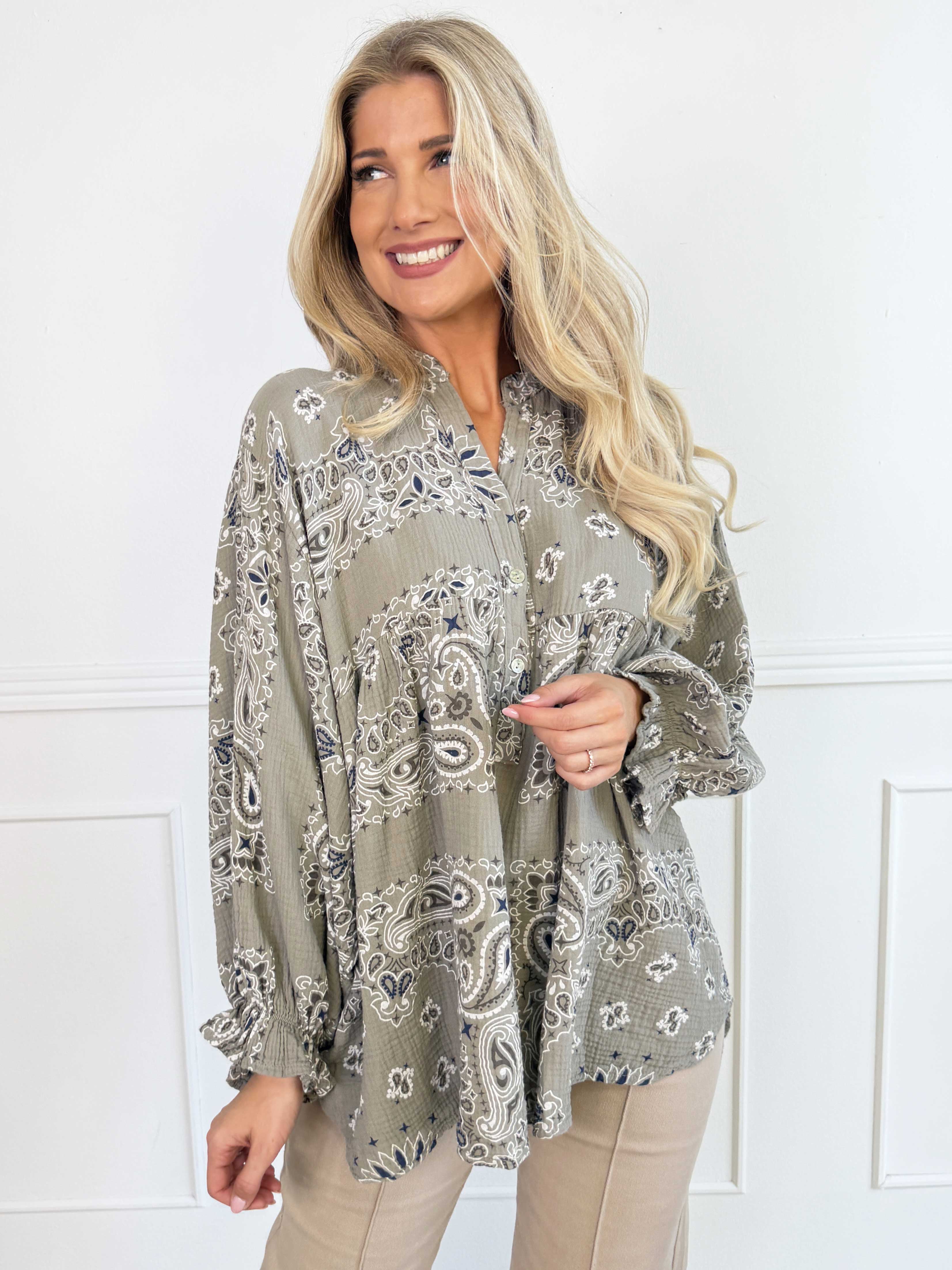 Diva Paisley – Plus size tunika i mjuk bomullsmuslin med paisleymönster