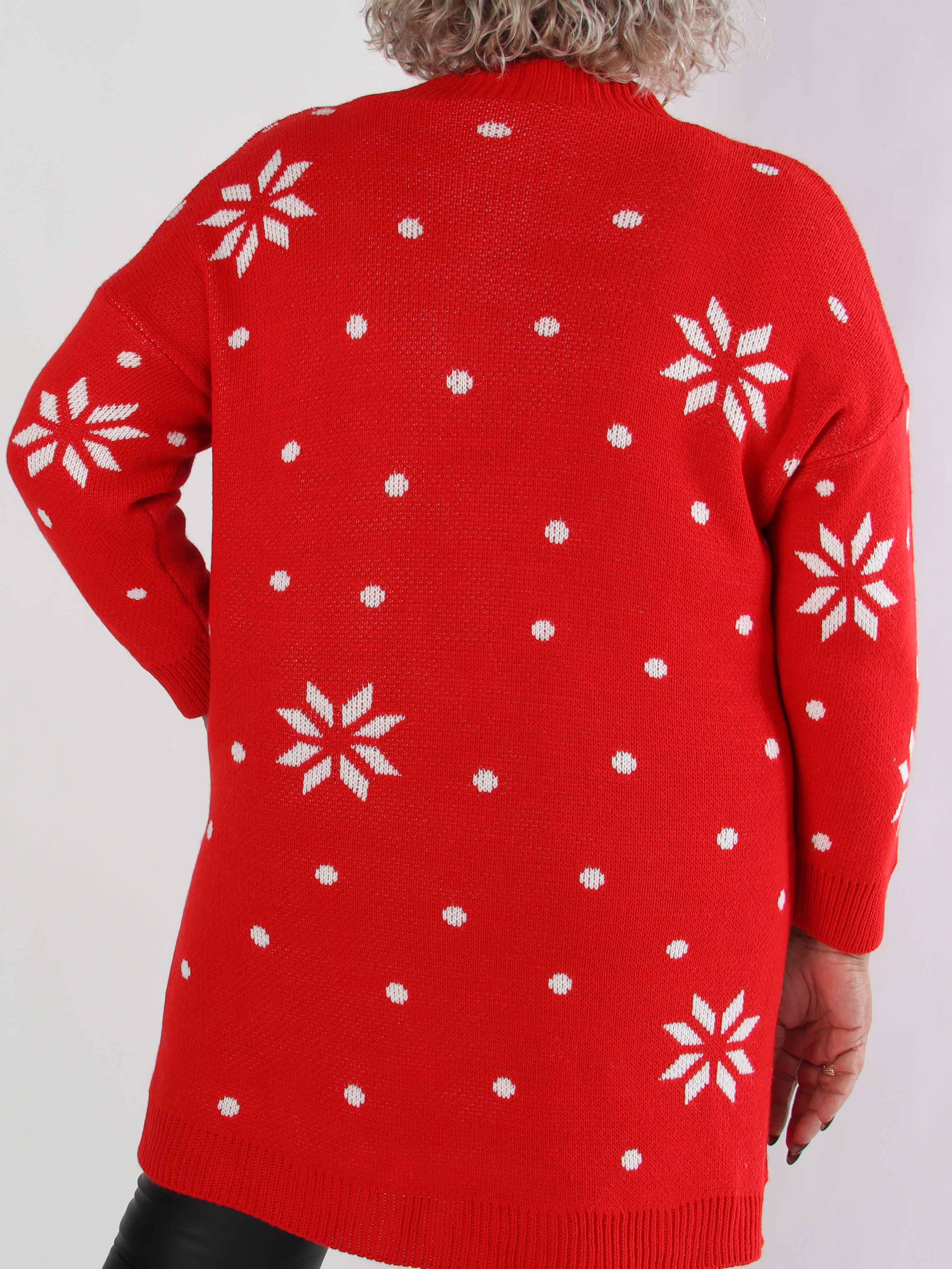 Rudy - Stickad plus size julklänning med Rudolf på magen