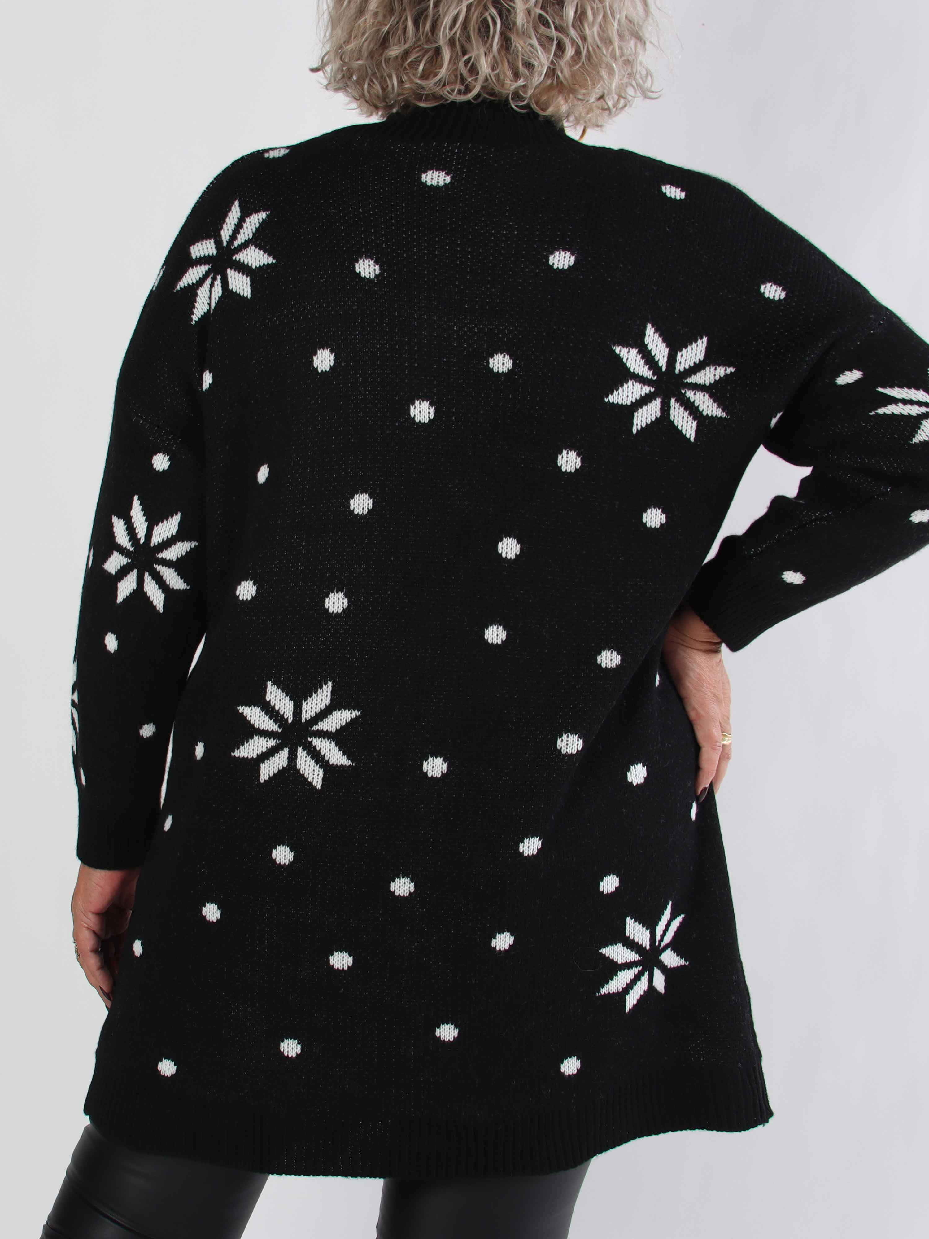 Rudy - Stickad plus size julklänning med Rudolf på magen