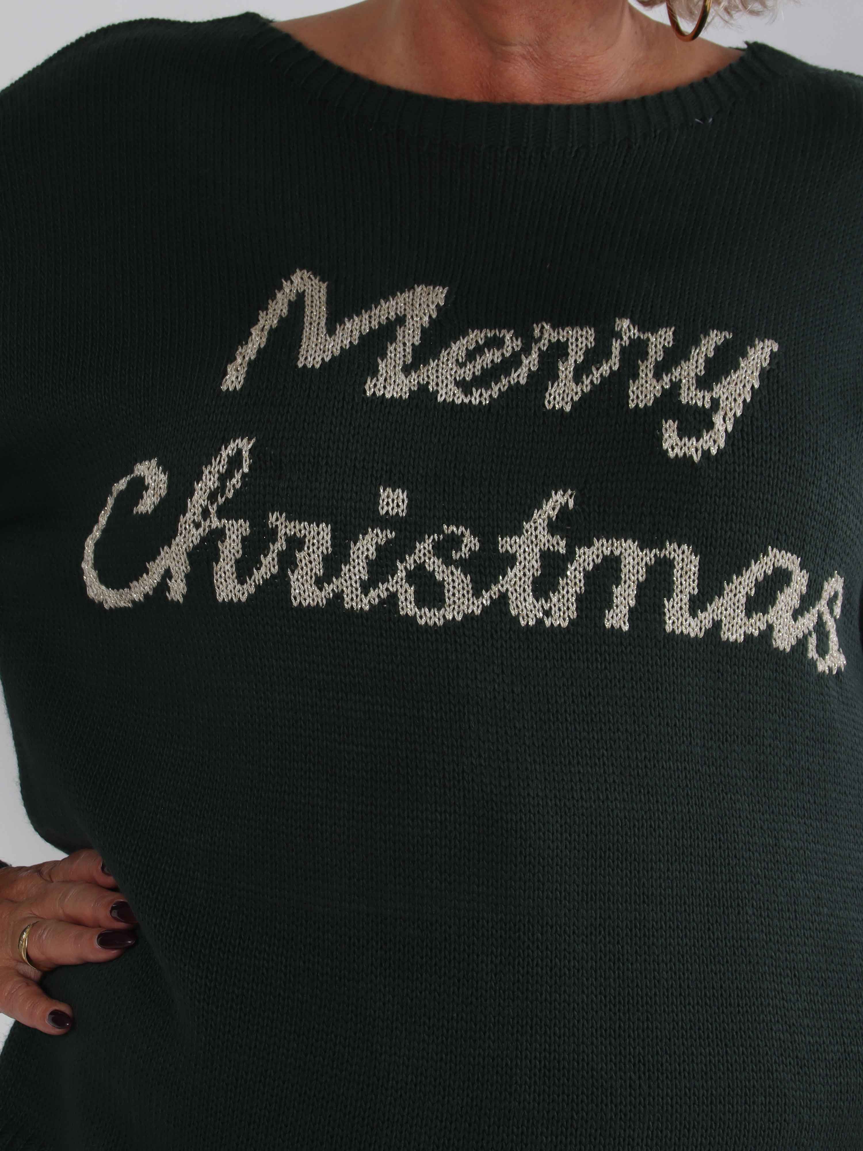 Merry - Plus size julstickade plagg med guldbokstäver