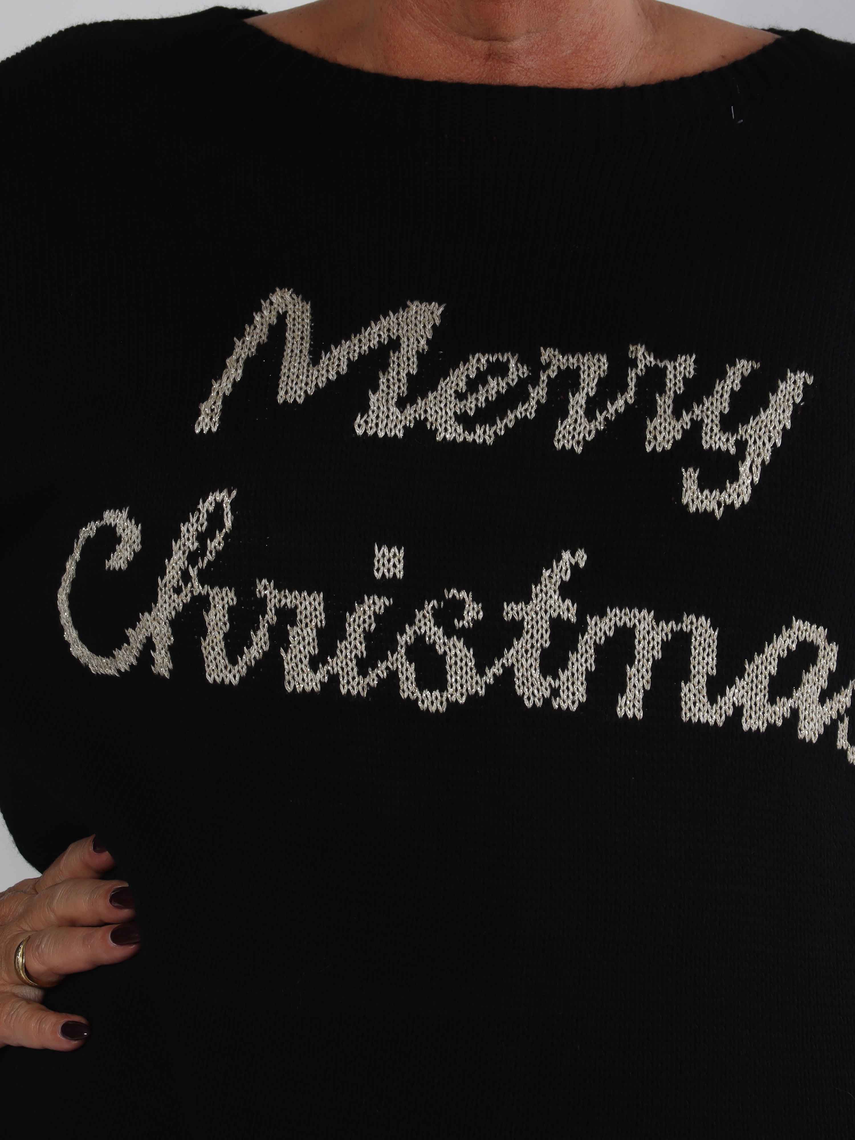 Merry - Plus size julstickade plagg med guldbokstäver