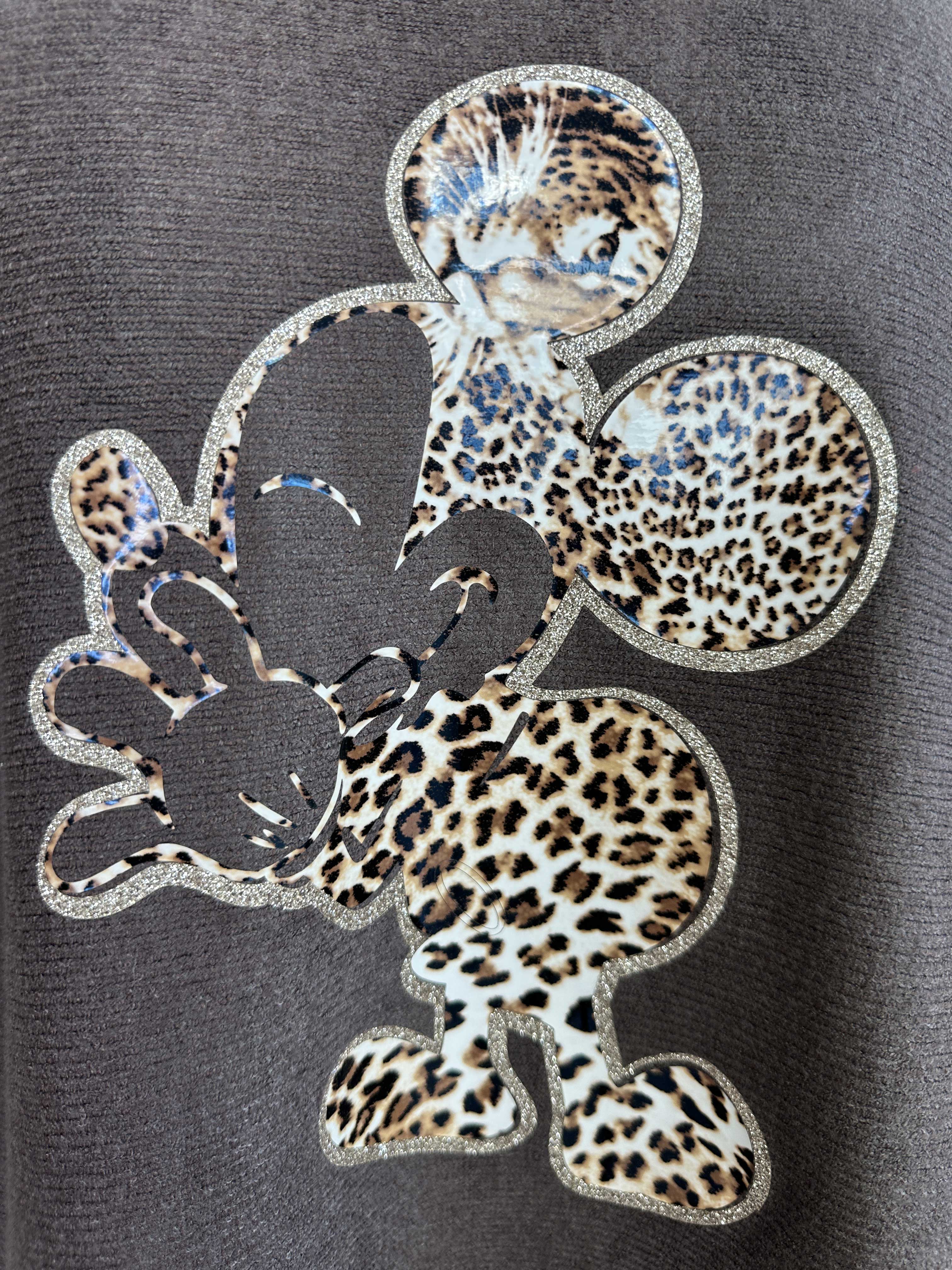 Mouse - Mjuk tröja med mickey tryck i leopardmönster