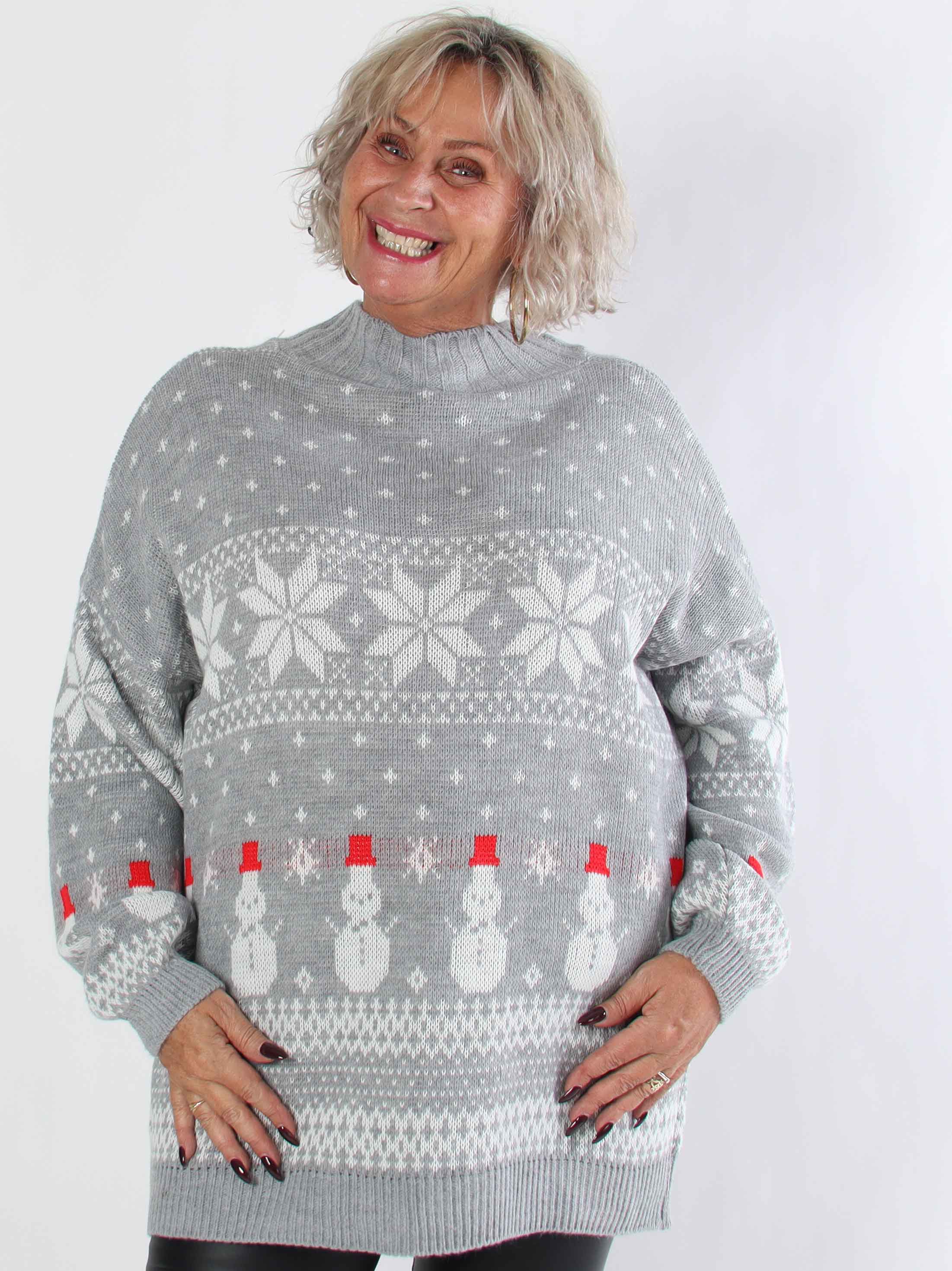 Frosty - Plus size jultröja med snögubbar och snöflingor