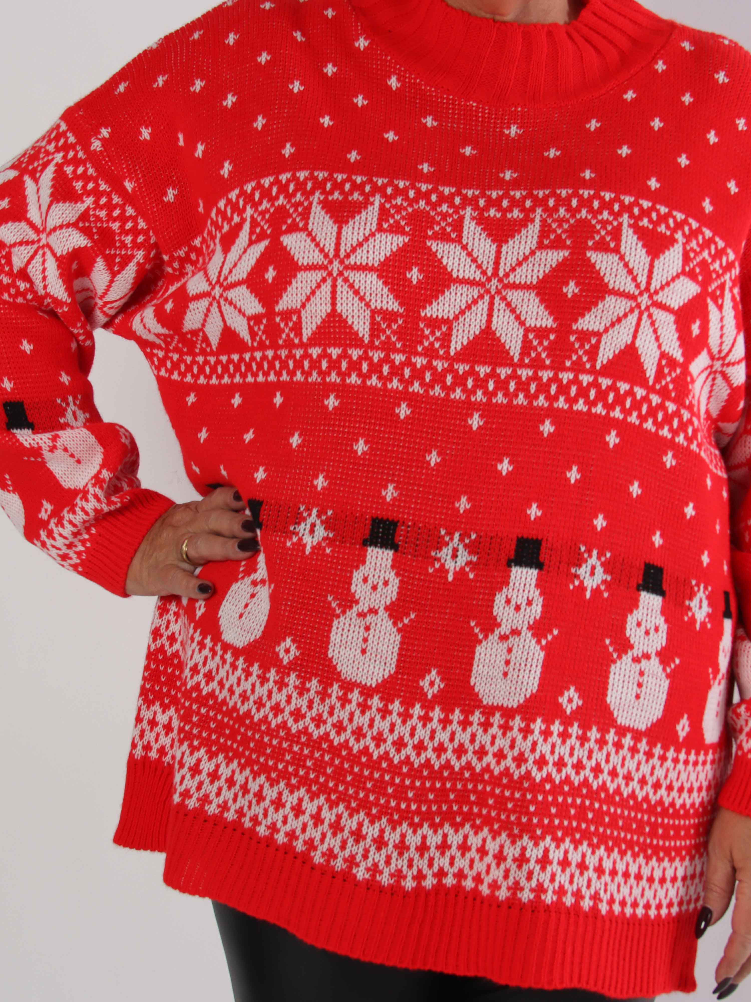 Frosty - Plus size jultröja med snögubbar och snöflingor