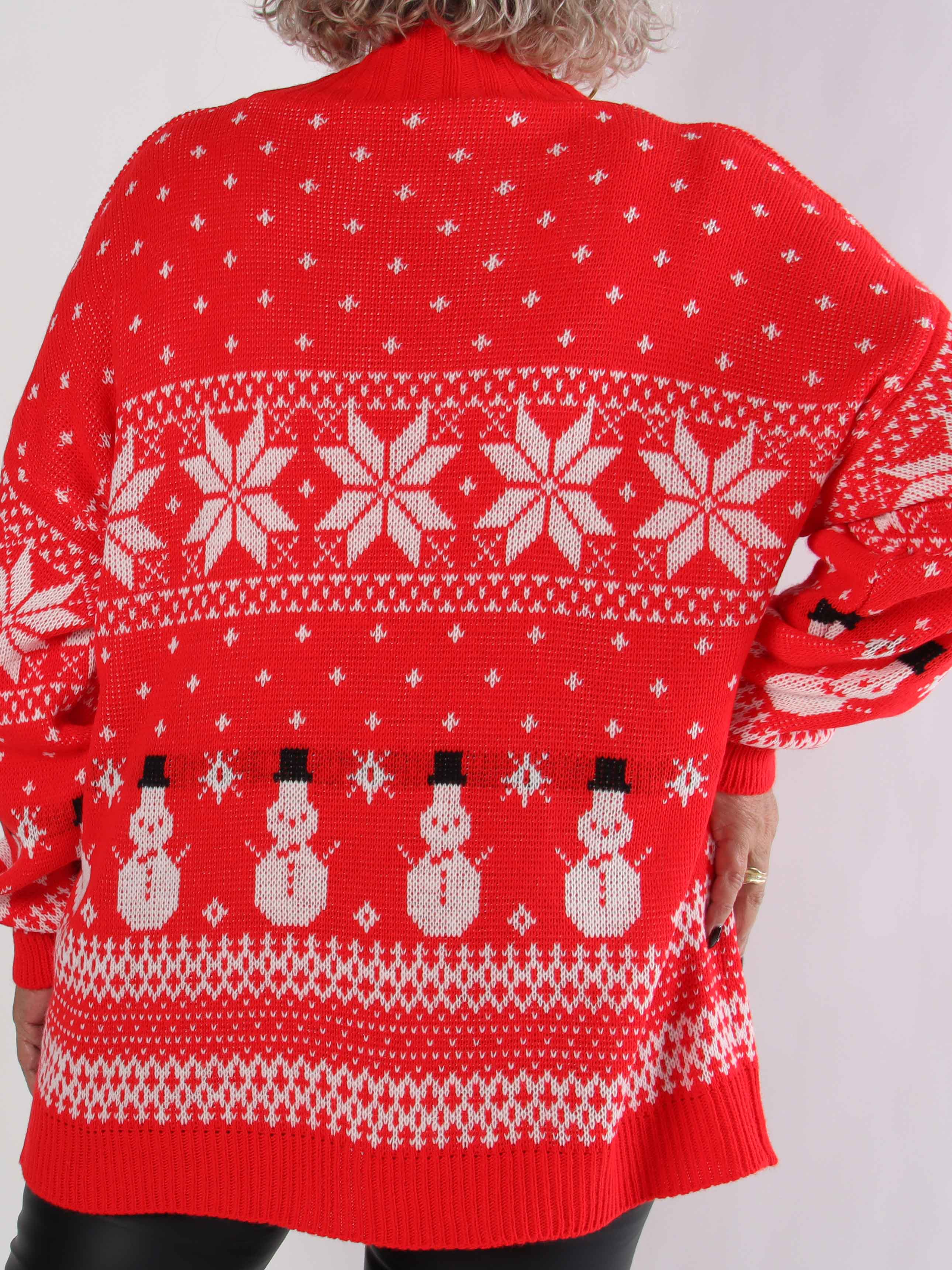 Frosty - Plus size jultröja med snögubbar och snöflingor