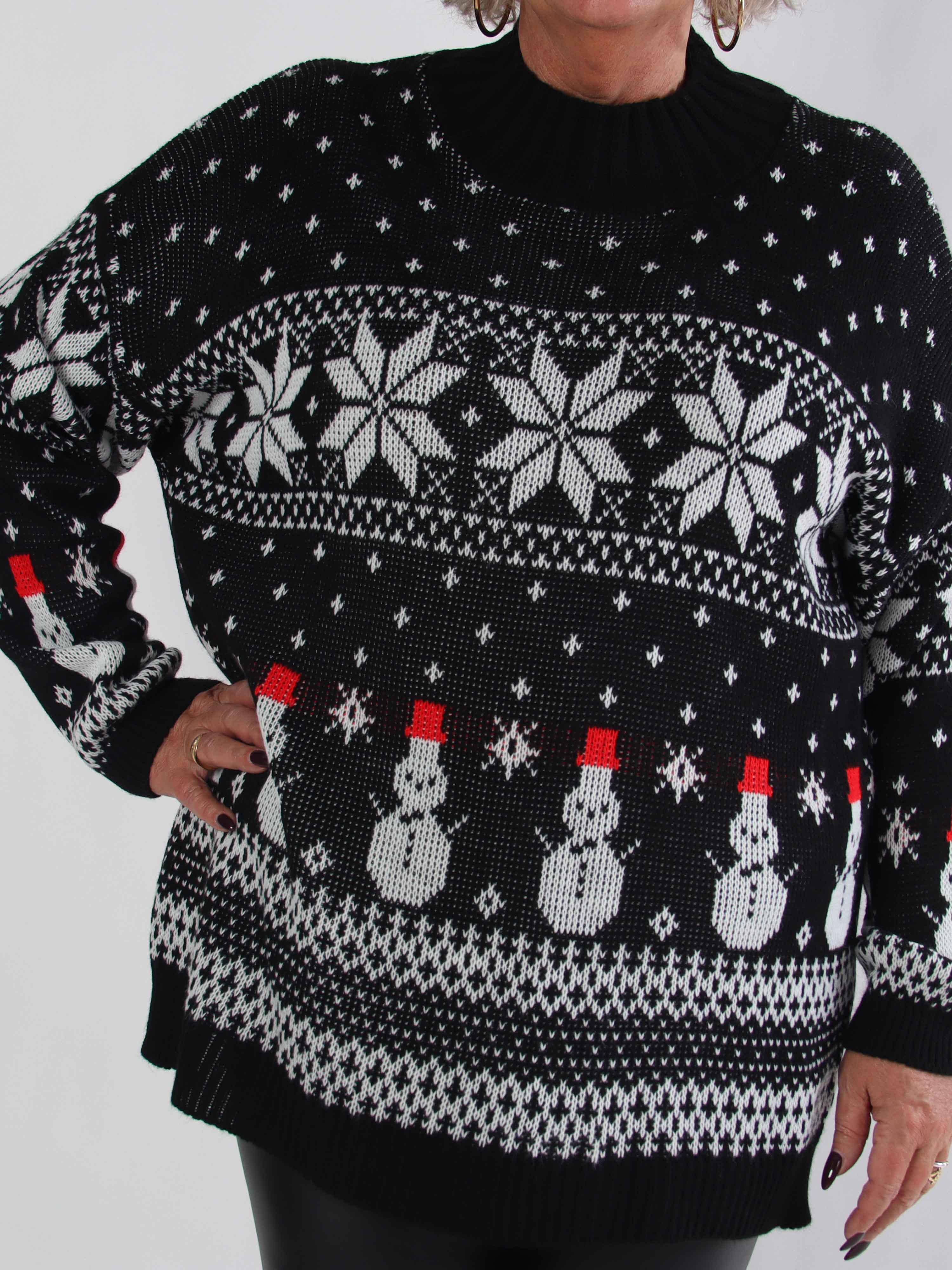 Frosty - Plus size jultröja med snögubbar och snöflingor