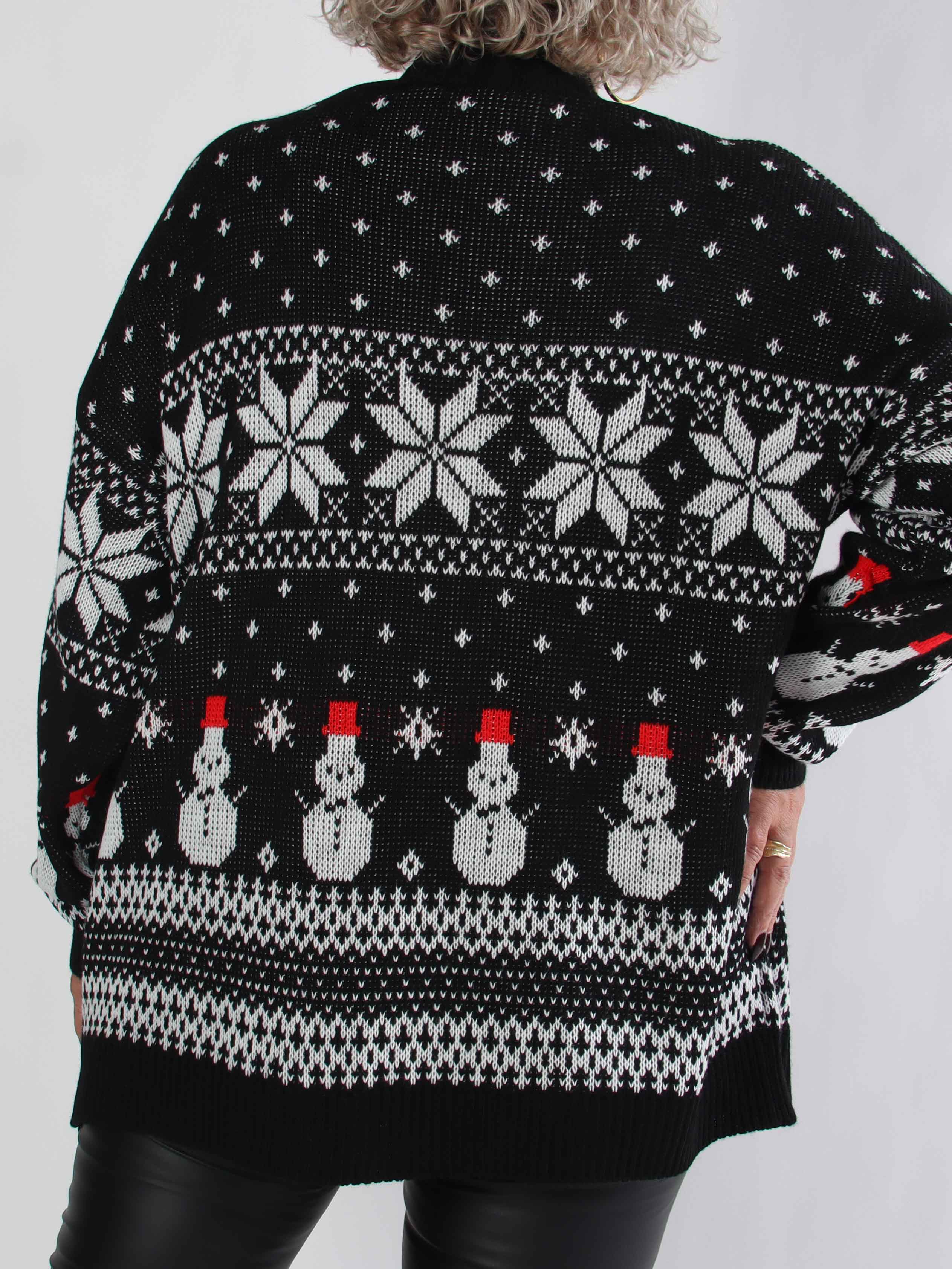 Frosty - Plus size jultröja med snögubbar och snöflingor