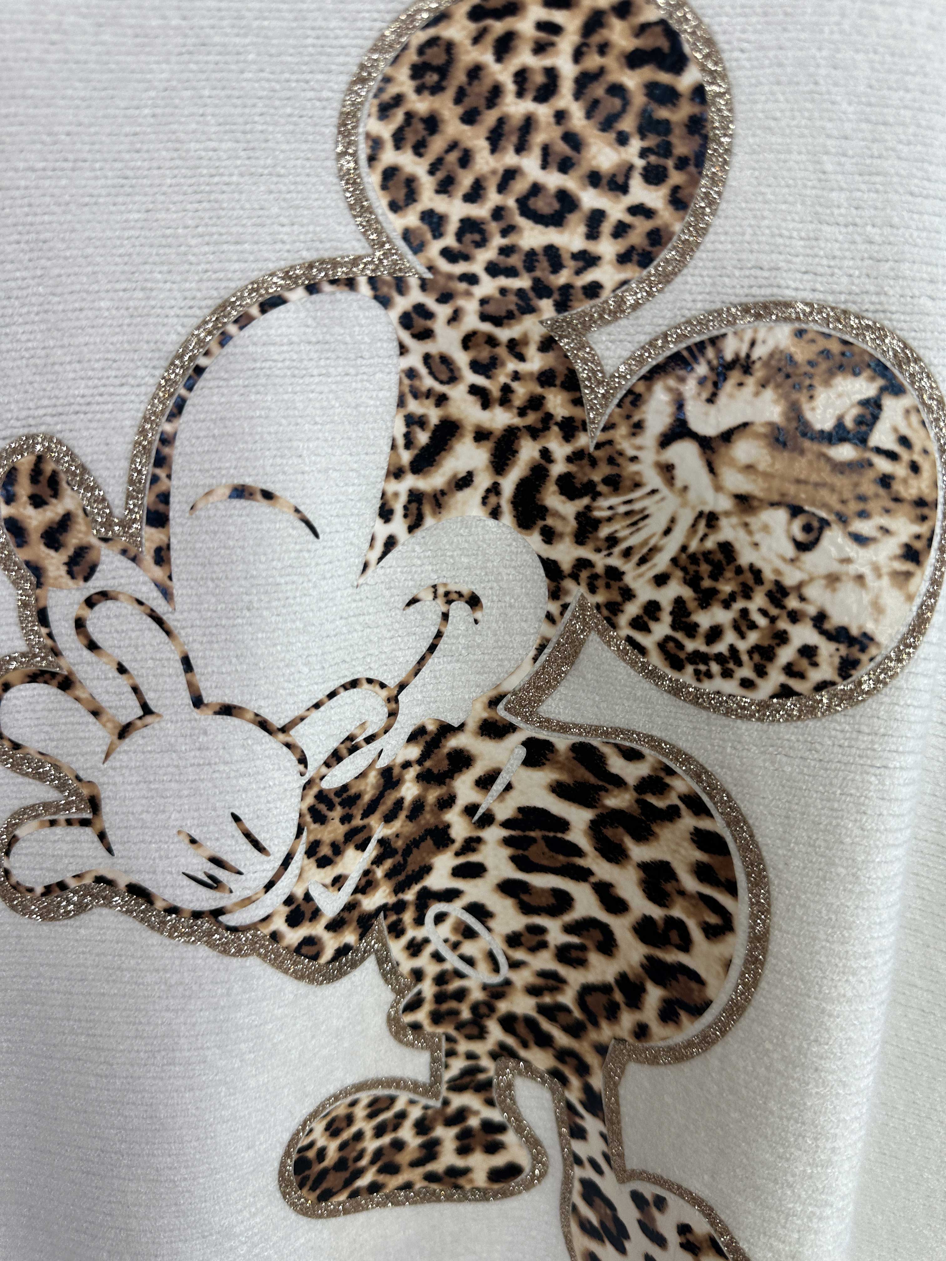 Mouse - Mjuk tröja med mickey tryck i leopardmönster