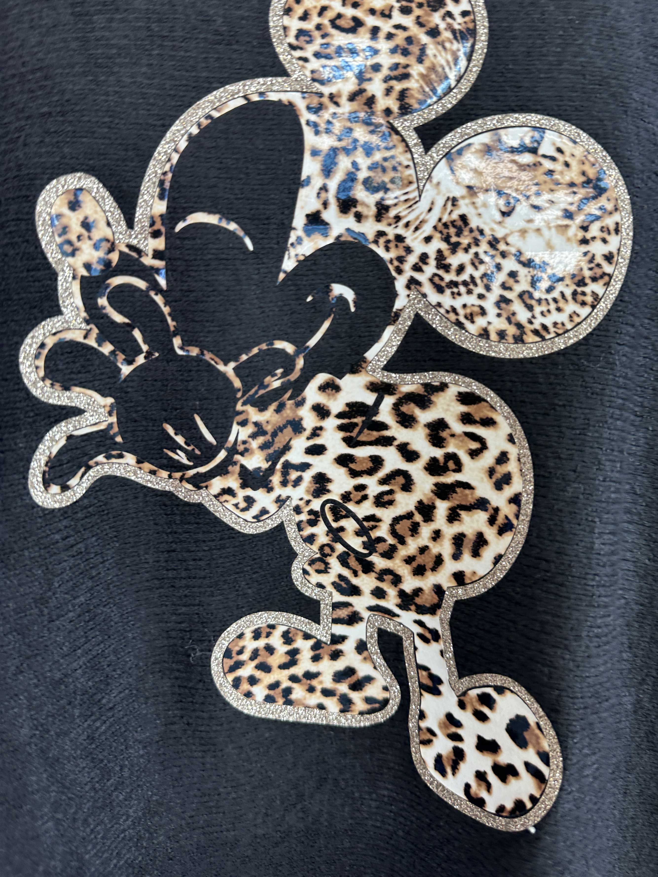 Mouse - Mjuk tröja med mickey tryck i leopardmönster