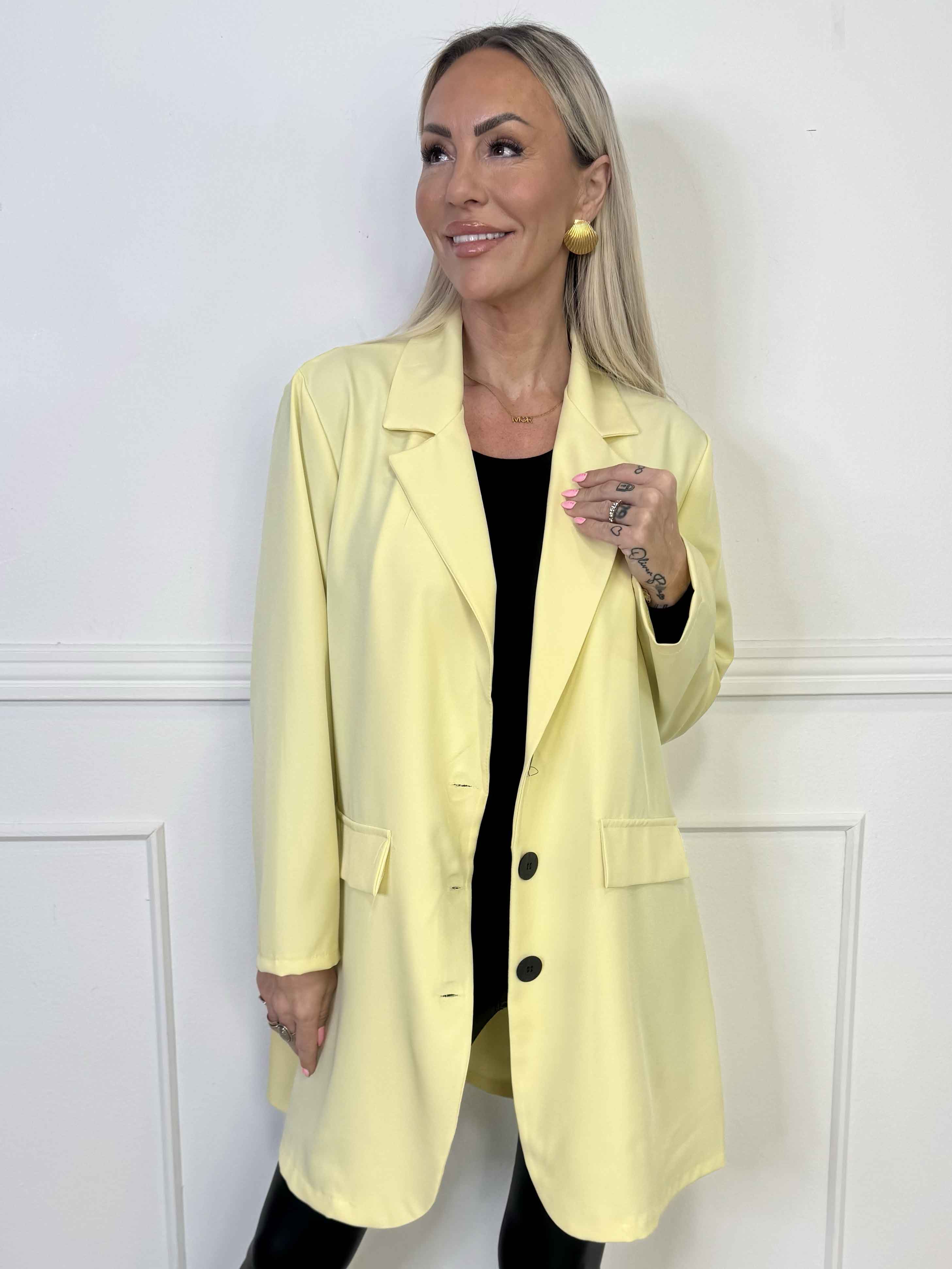 Lanthe Long Plain - Lang ensfarvet blazer