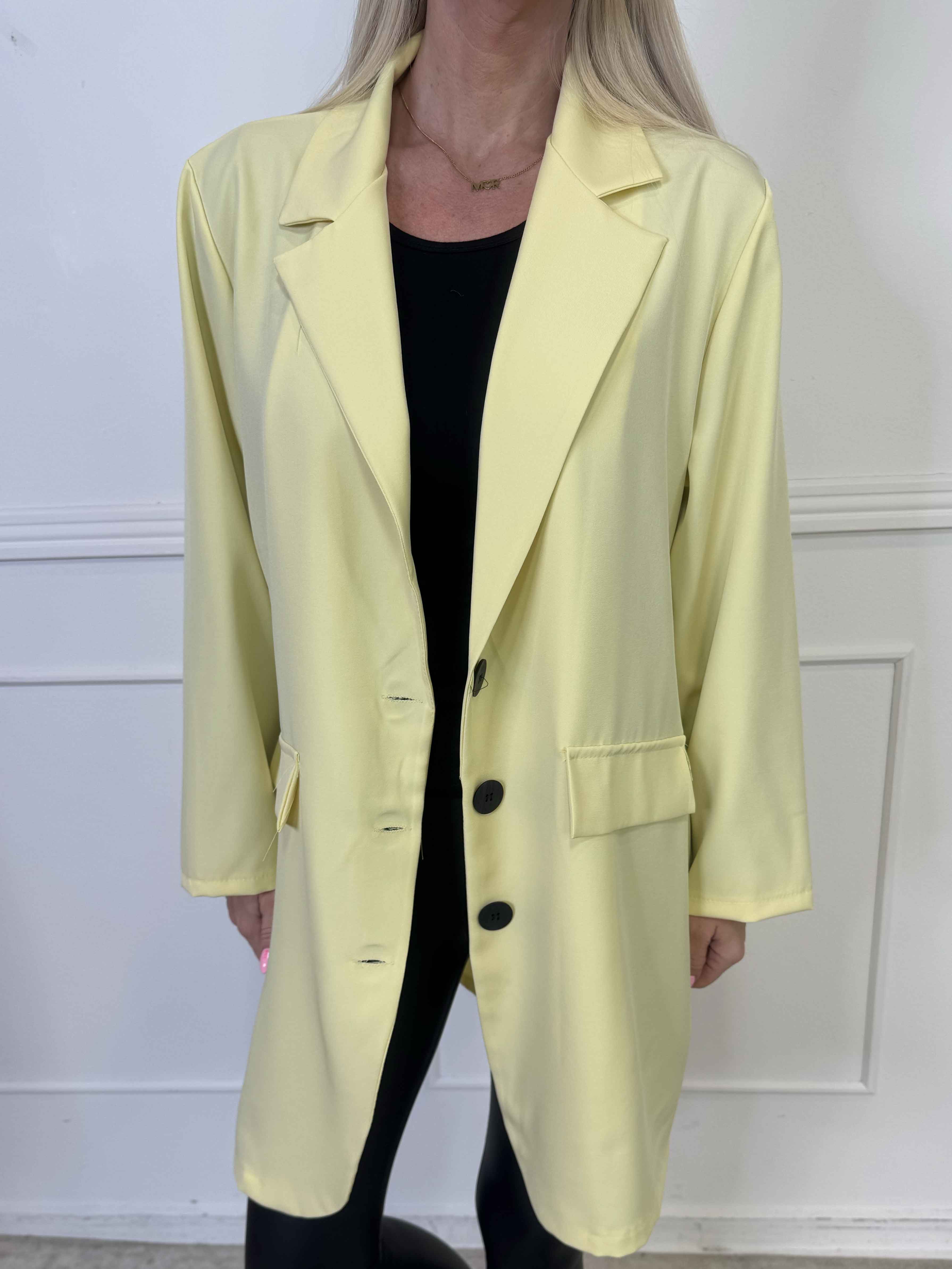 Lanthe Long Plain - Lang ensfarvet blazer