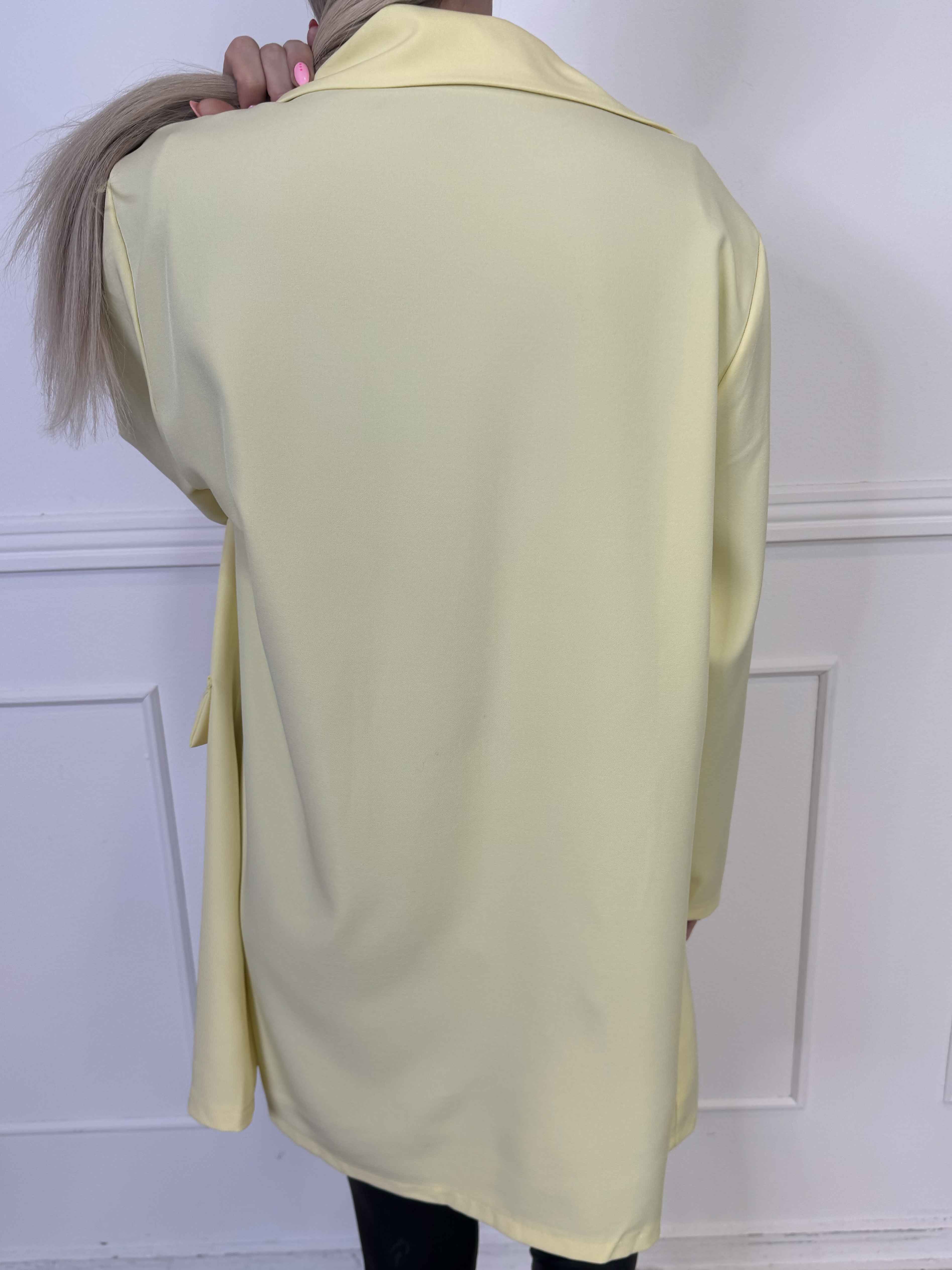 Lanthe Long Plain - Lang ensfarvet blazer