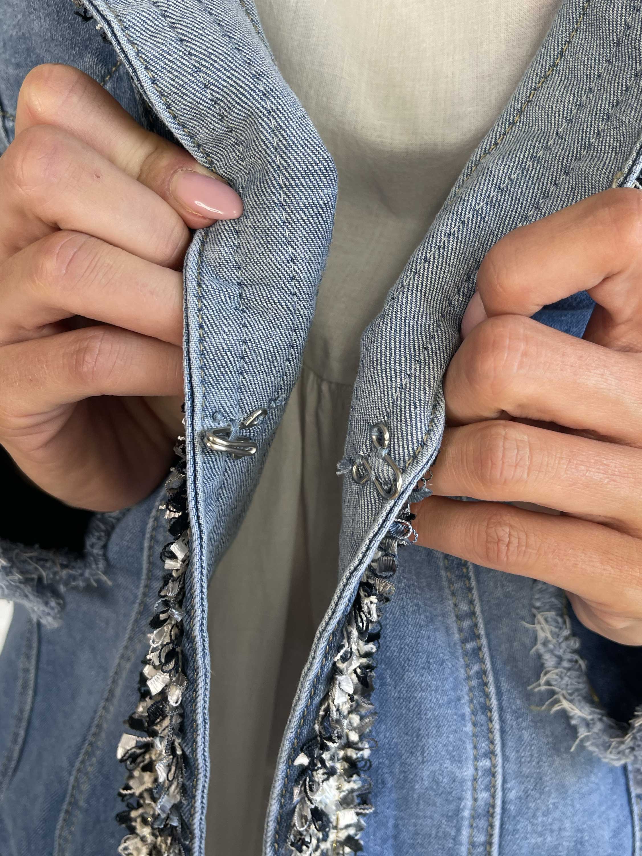 Paris - Jeansjacka i stretch med tweedkant