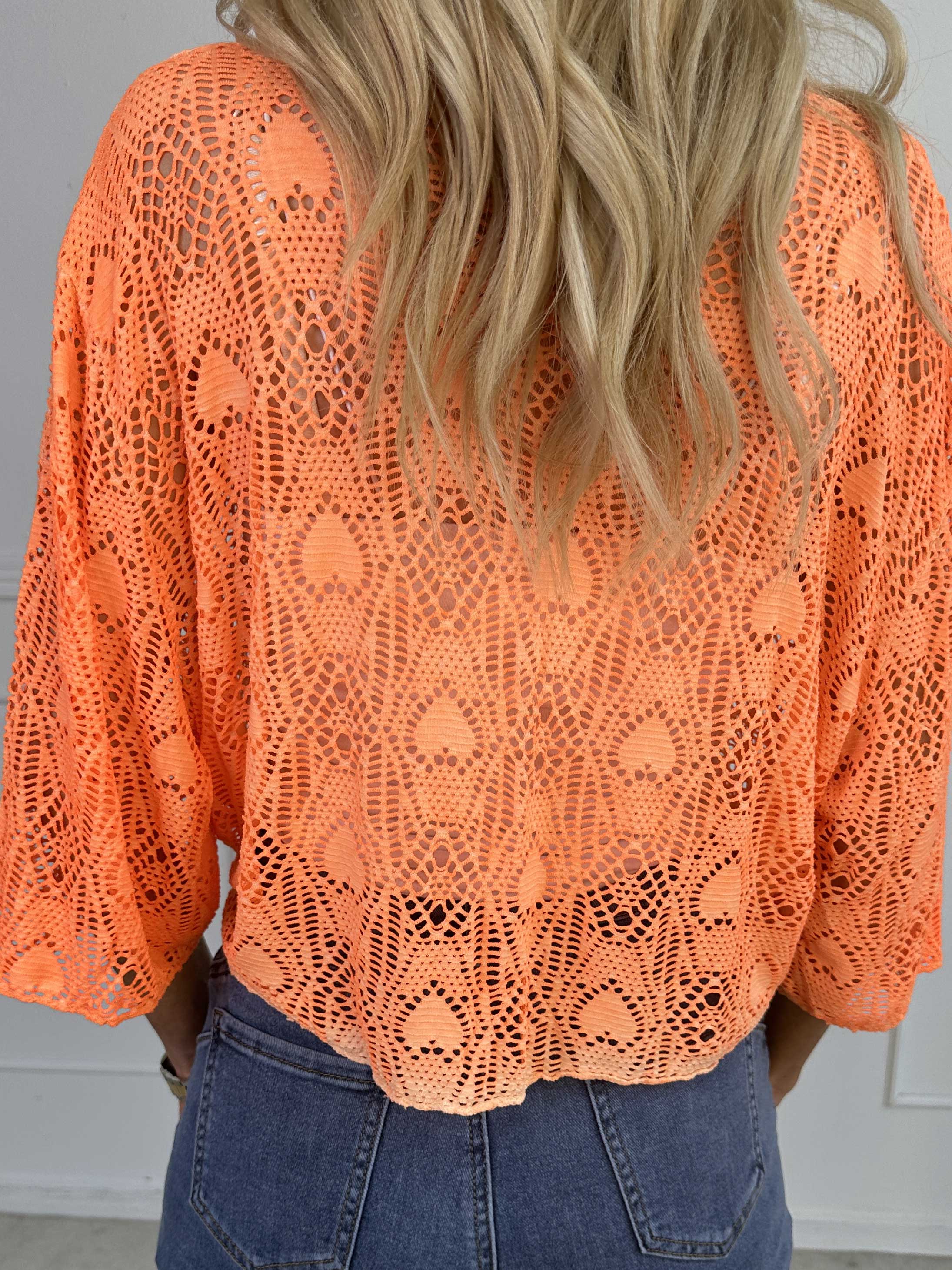 Cassiopea - Lätt viskos cardigan med spetsmönster