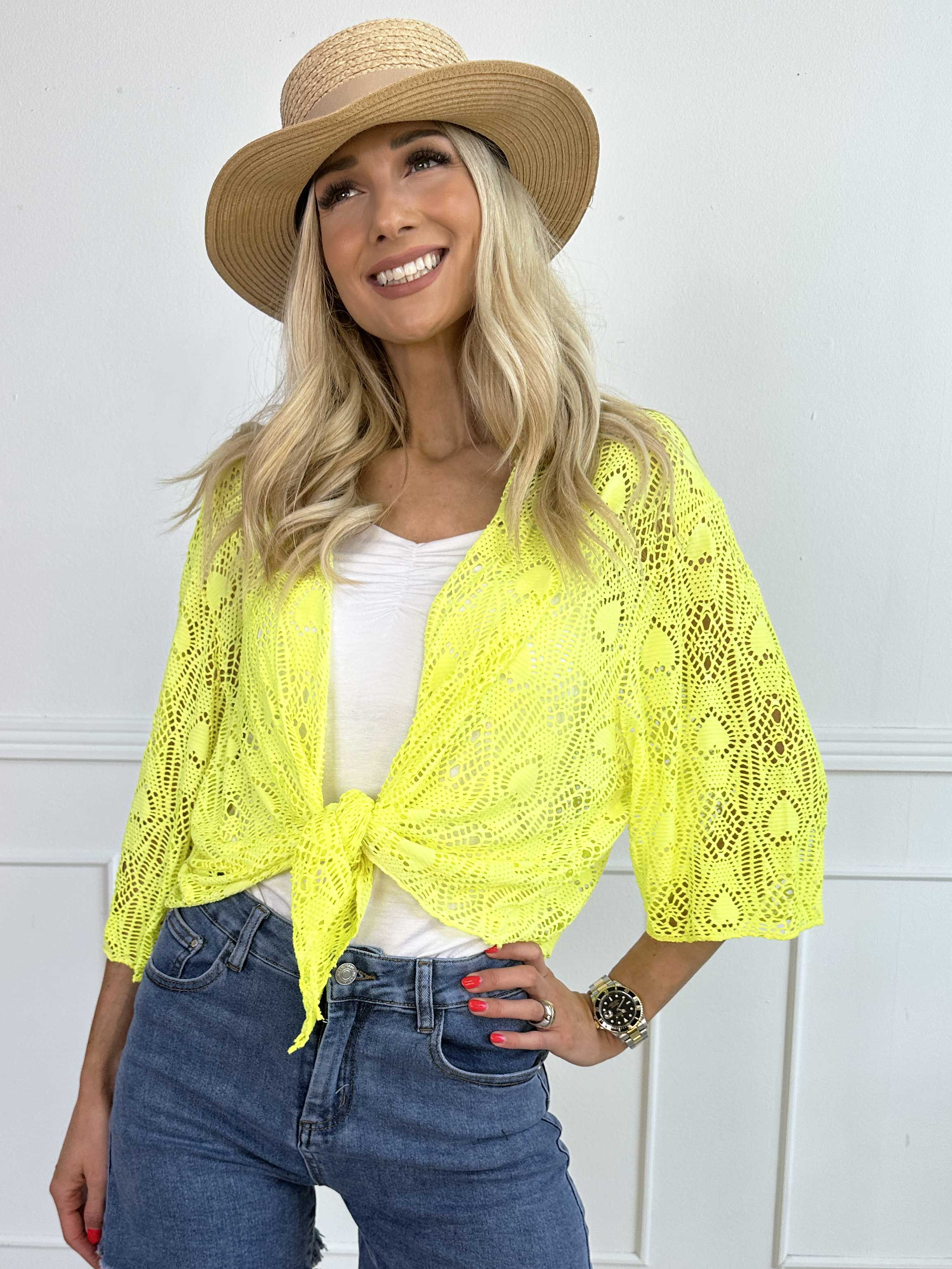 Cassiopea - Lätt viskos cardigan med spetsmönster