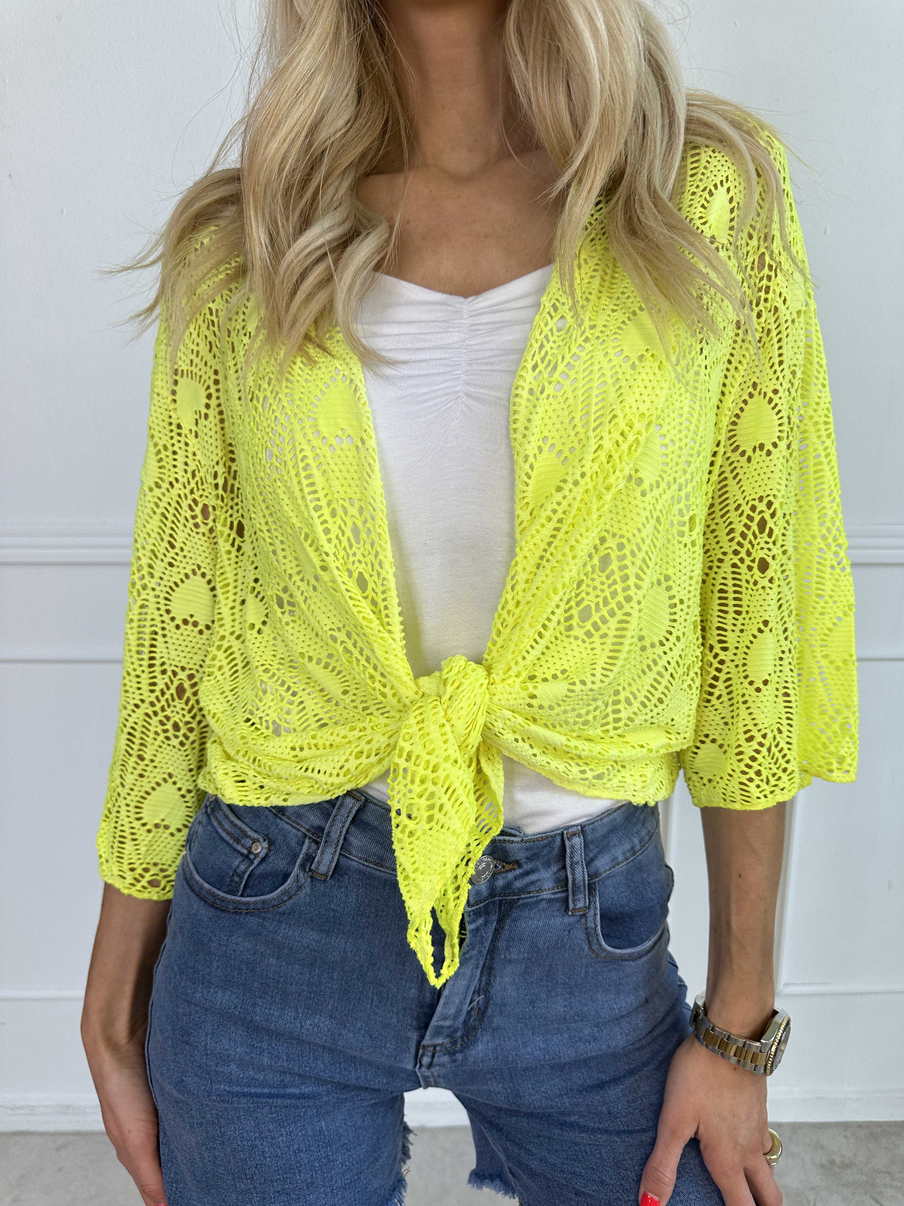 Cassiopea - Lätt viskos cardigan med spetsmönster