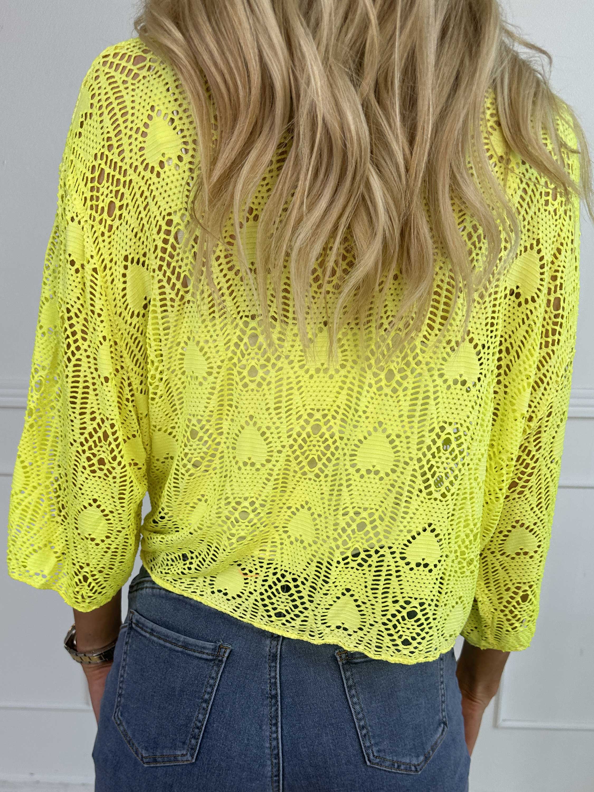 Cassiopea - Lätt viskos cardigan med spetsmönster