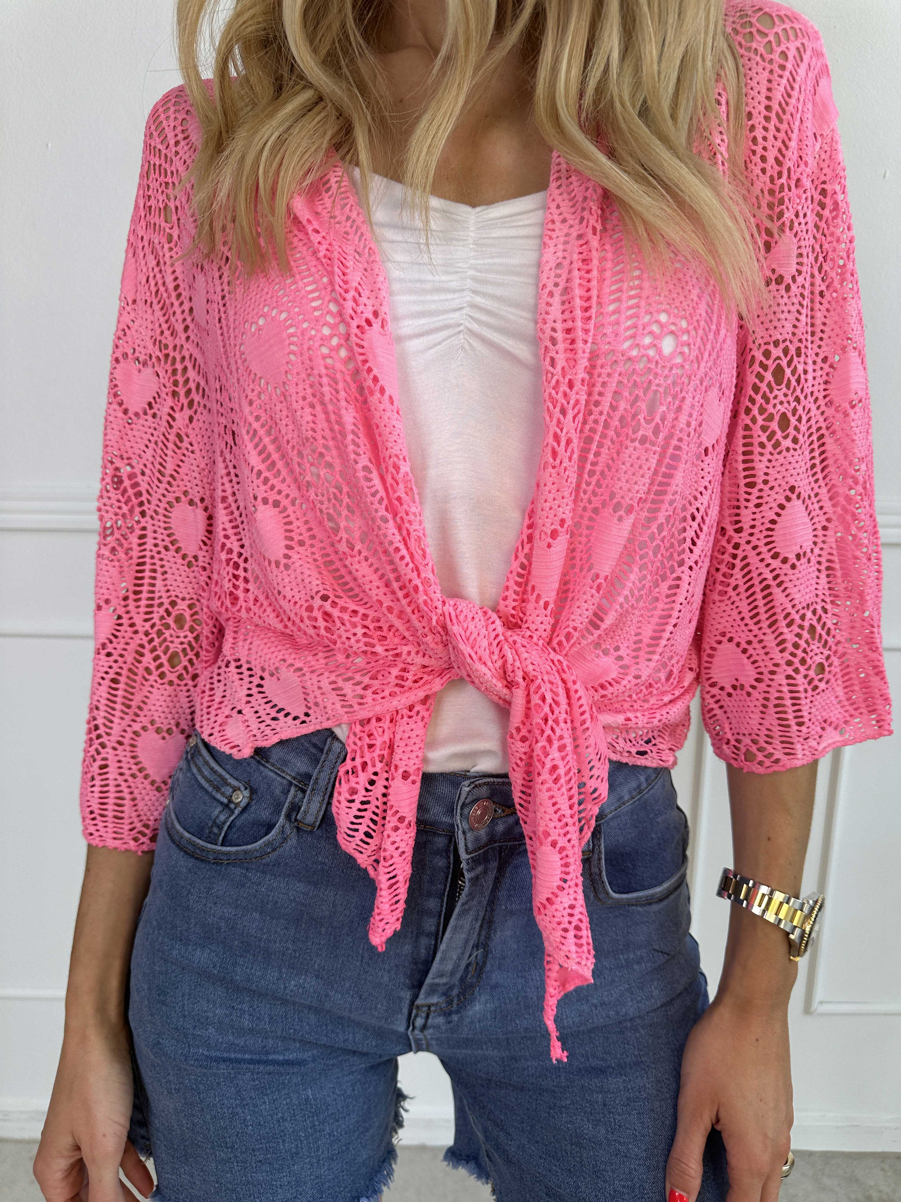 Cassiopea - Lätt viskos cardigan med spetsmönster