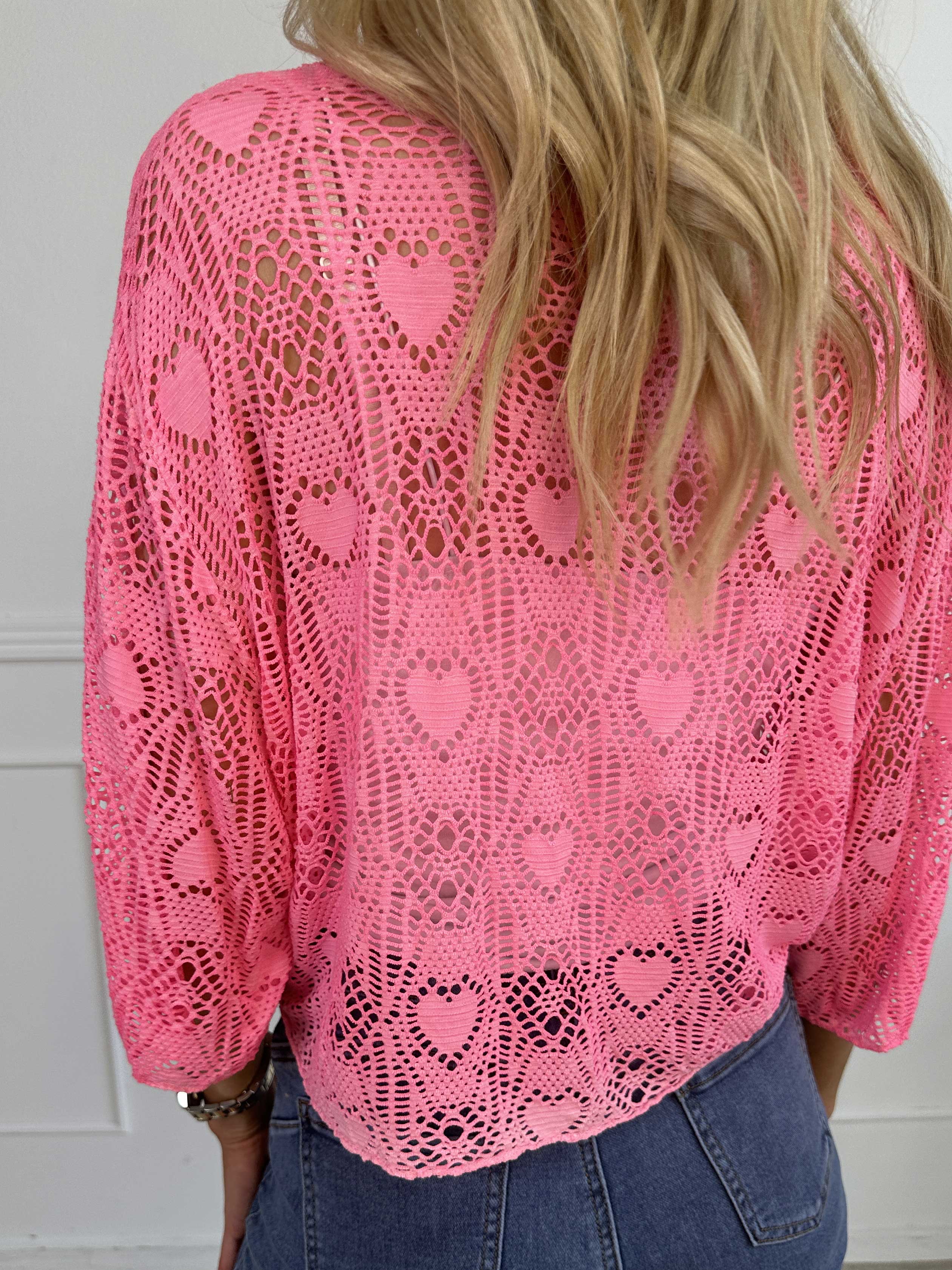 Cassiopea - Lätt viskos cardigan med spetsmönster