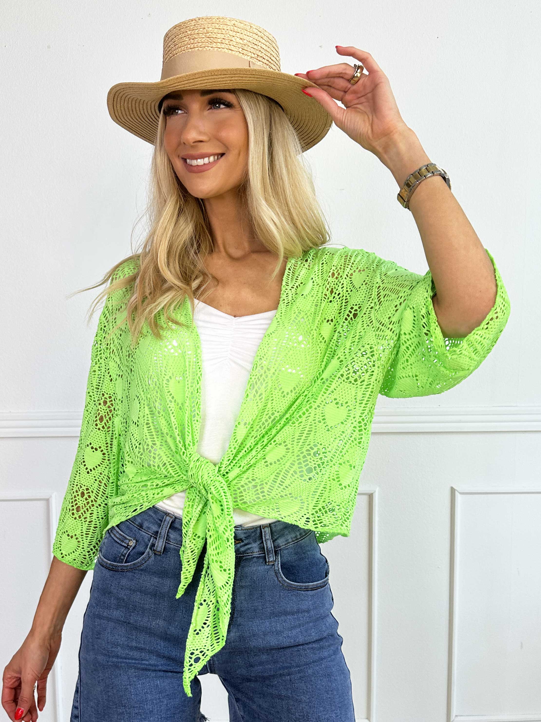 Cassiopea - Lätt viskos cardigan med spetsmönster