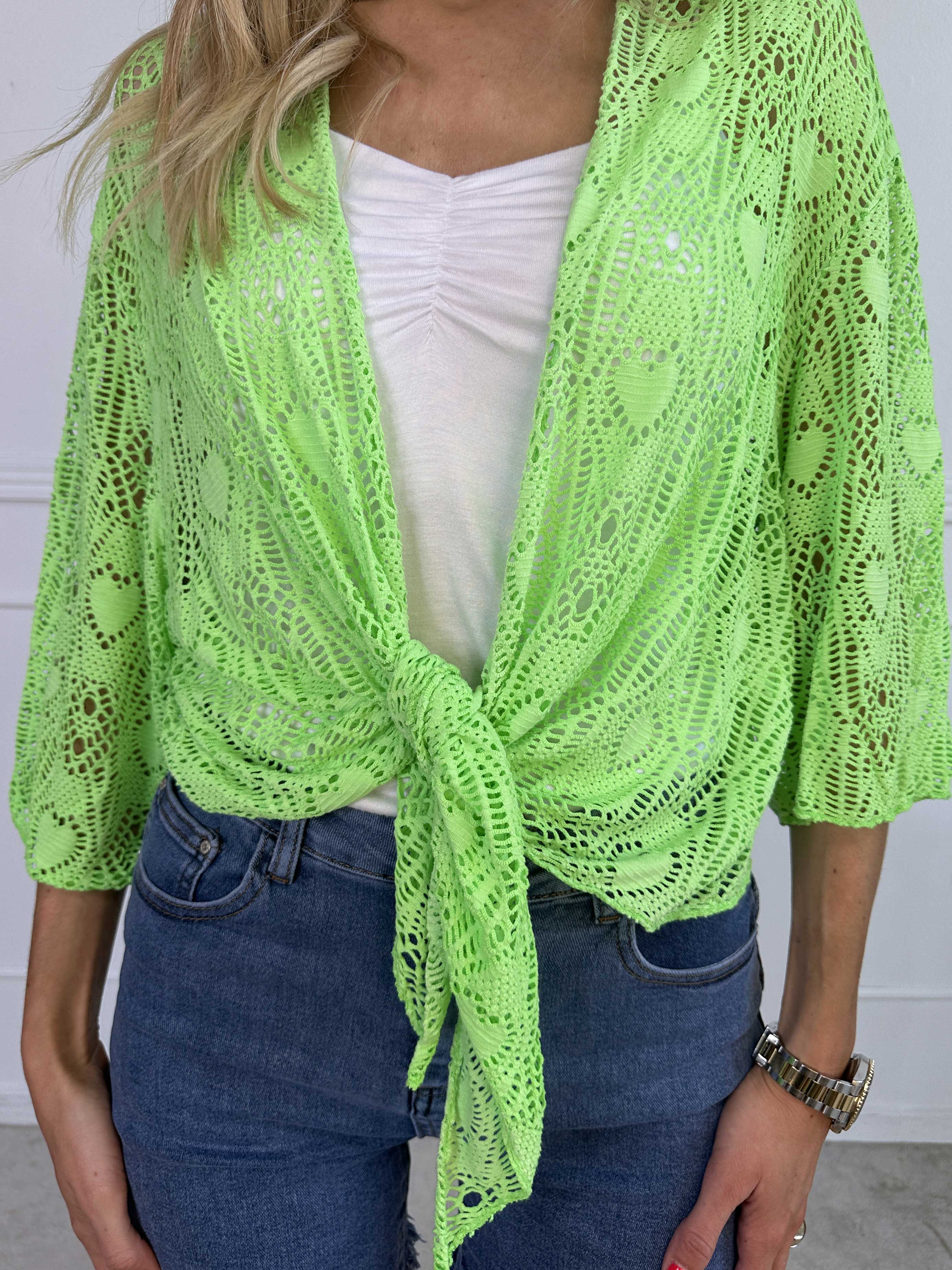 Cassiopea - Lätt viskos cardigan med spetsmönster