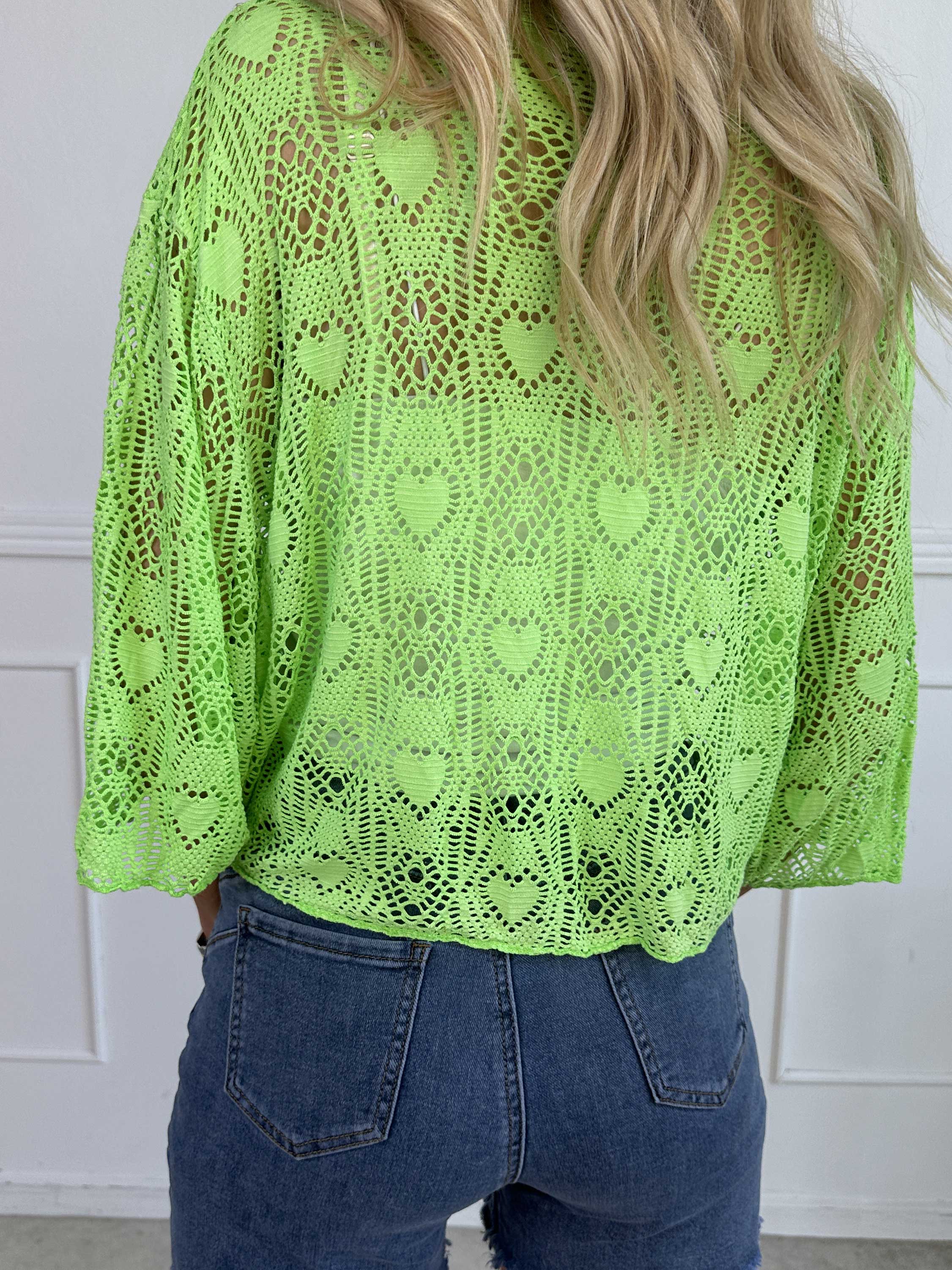 Cassiopea - Lätt viskos cardigan med spetsmönster