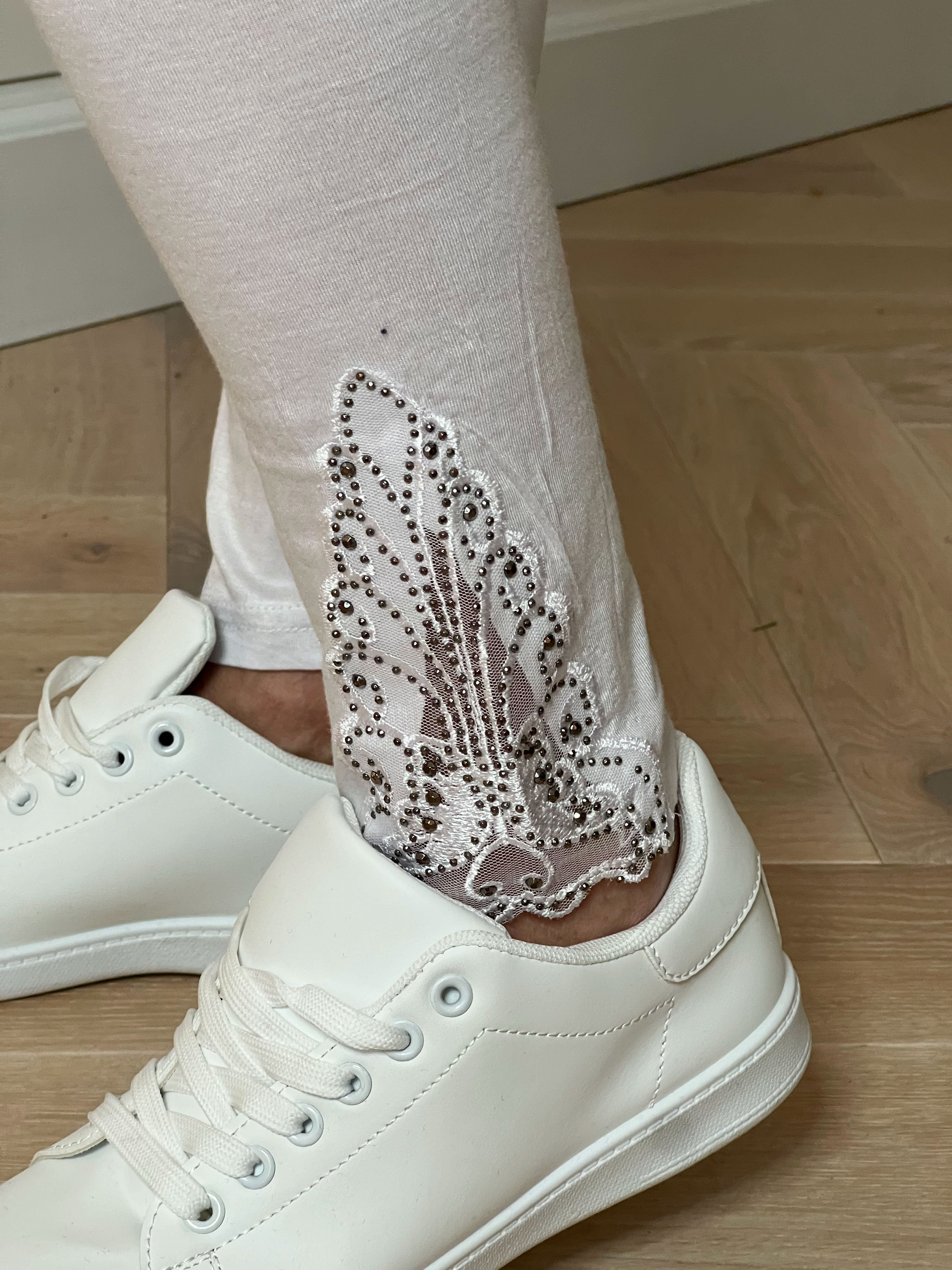 Jackie - Bløde leggings i viskose med blonde og similisten