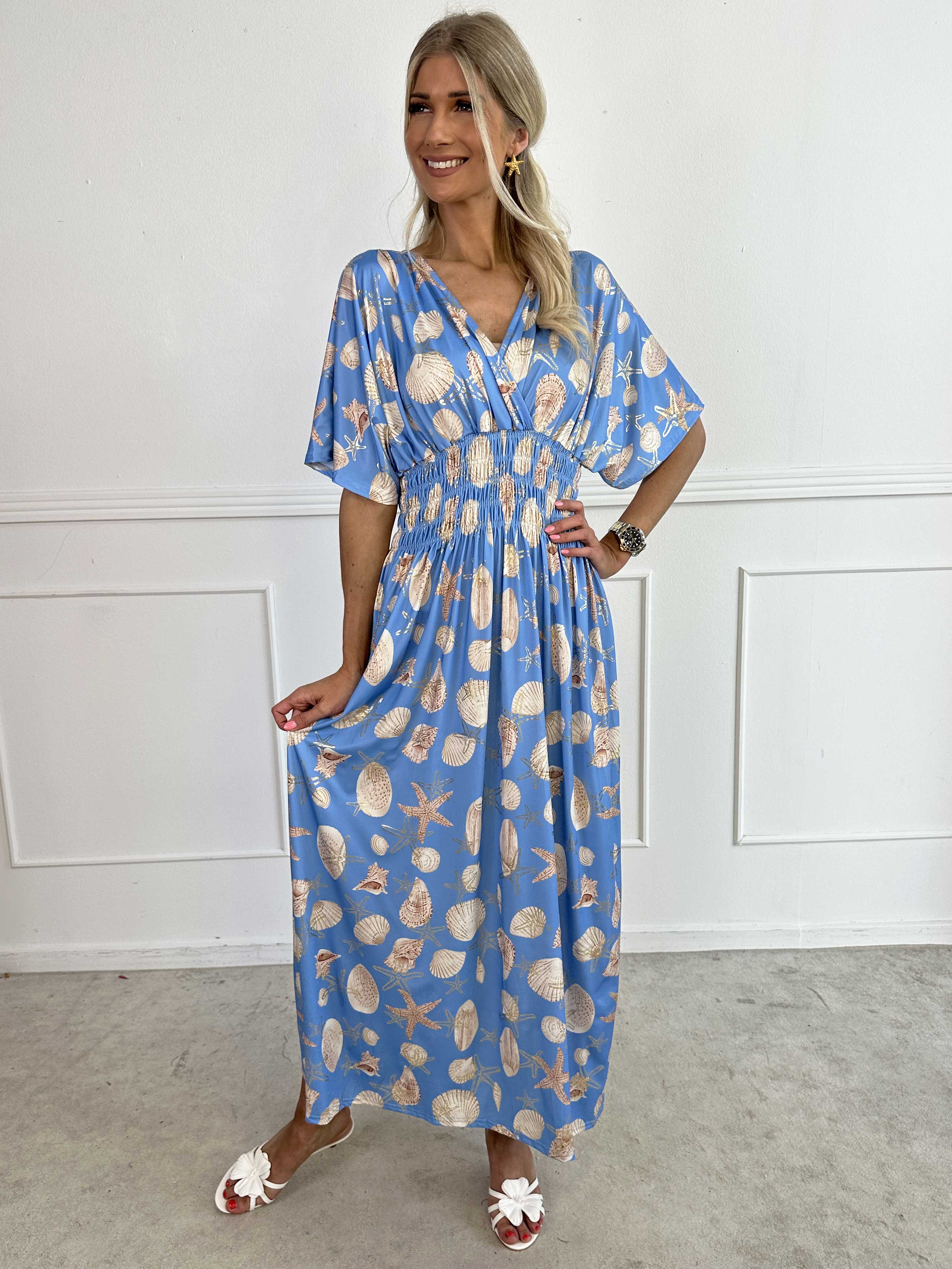 Pams Beach - Lång stretchklänning med snäckmotiv