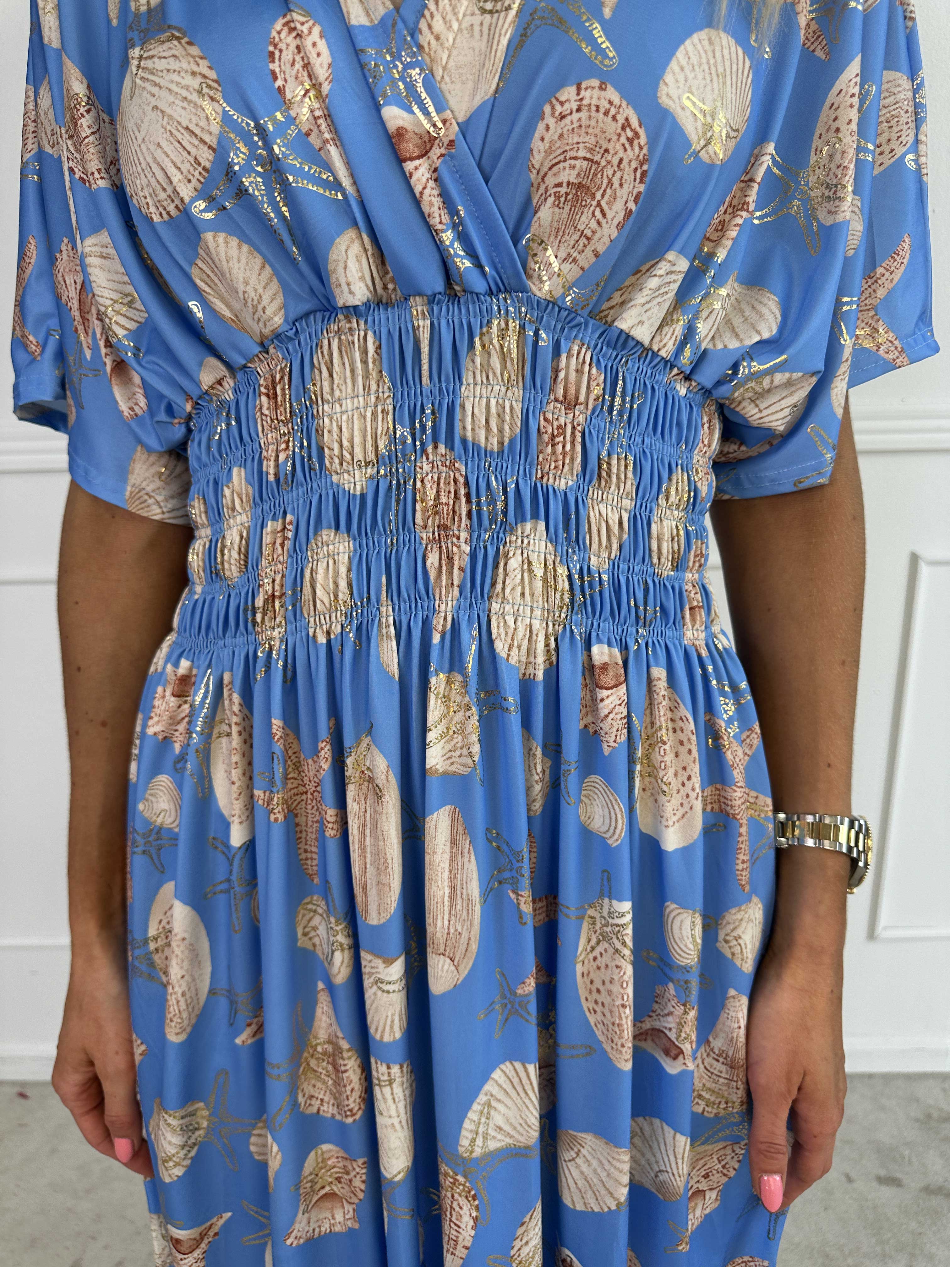 Pams Beach - Lång stretchklänning med snäckmotiv