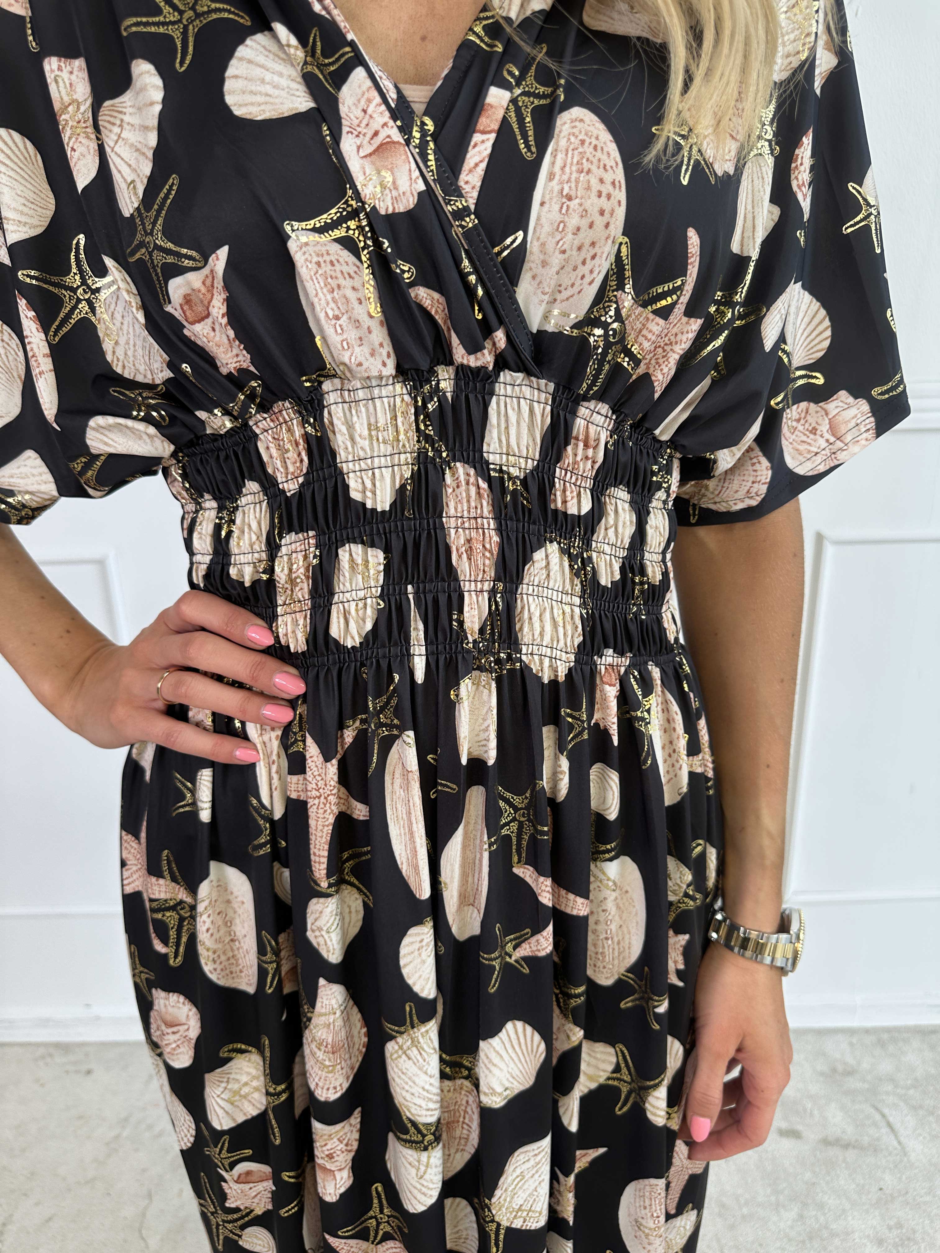 Pams Beach - Lång stretchklänning med snäckmotiv