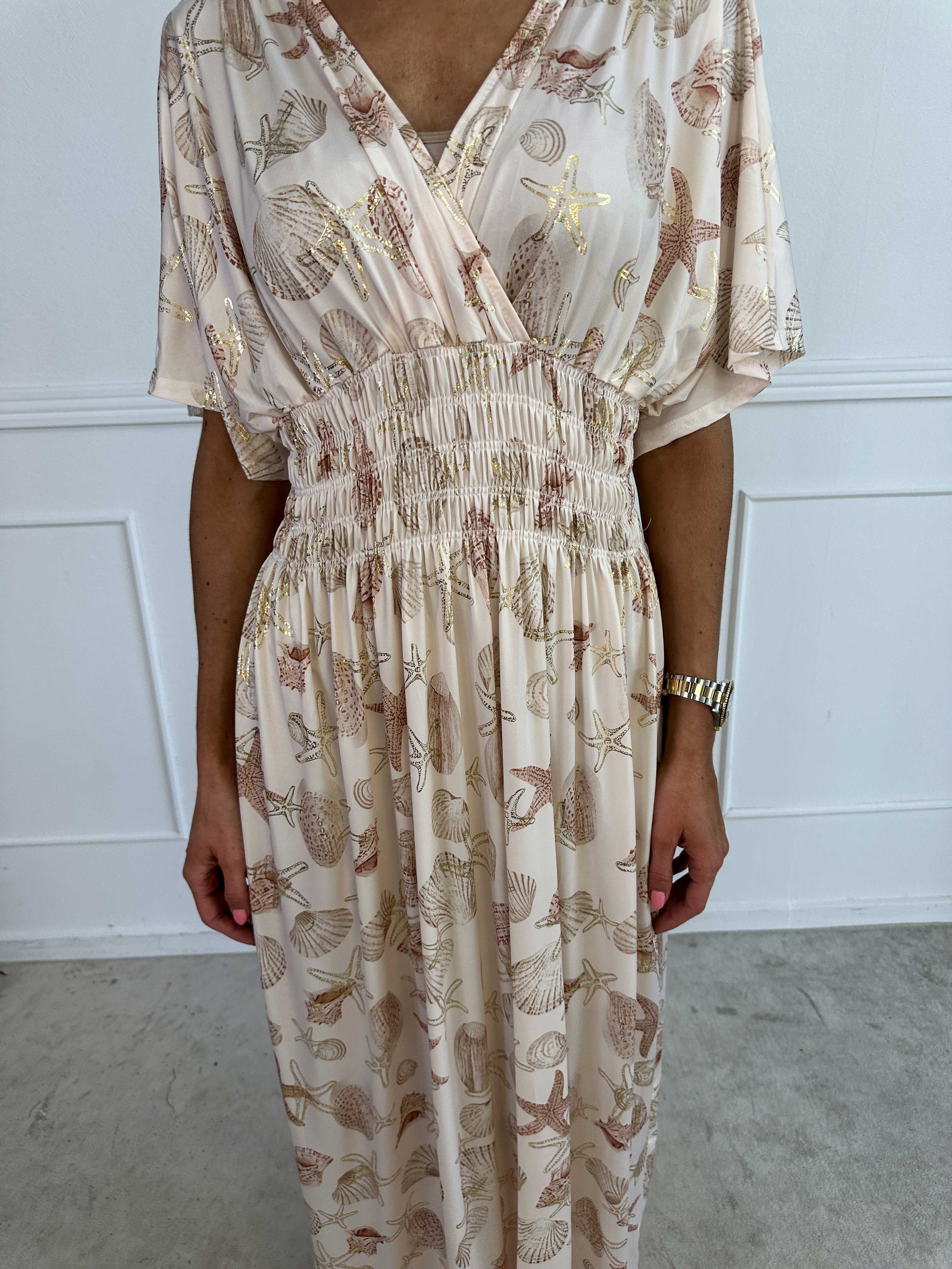 Pams Beach - Lång stretchklänning med snäckmotiv