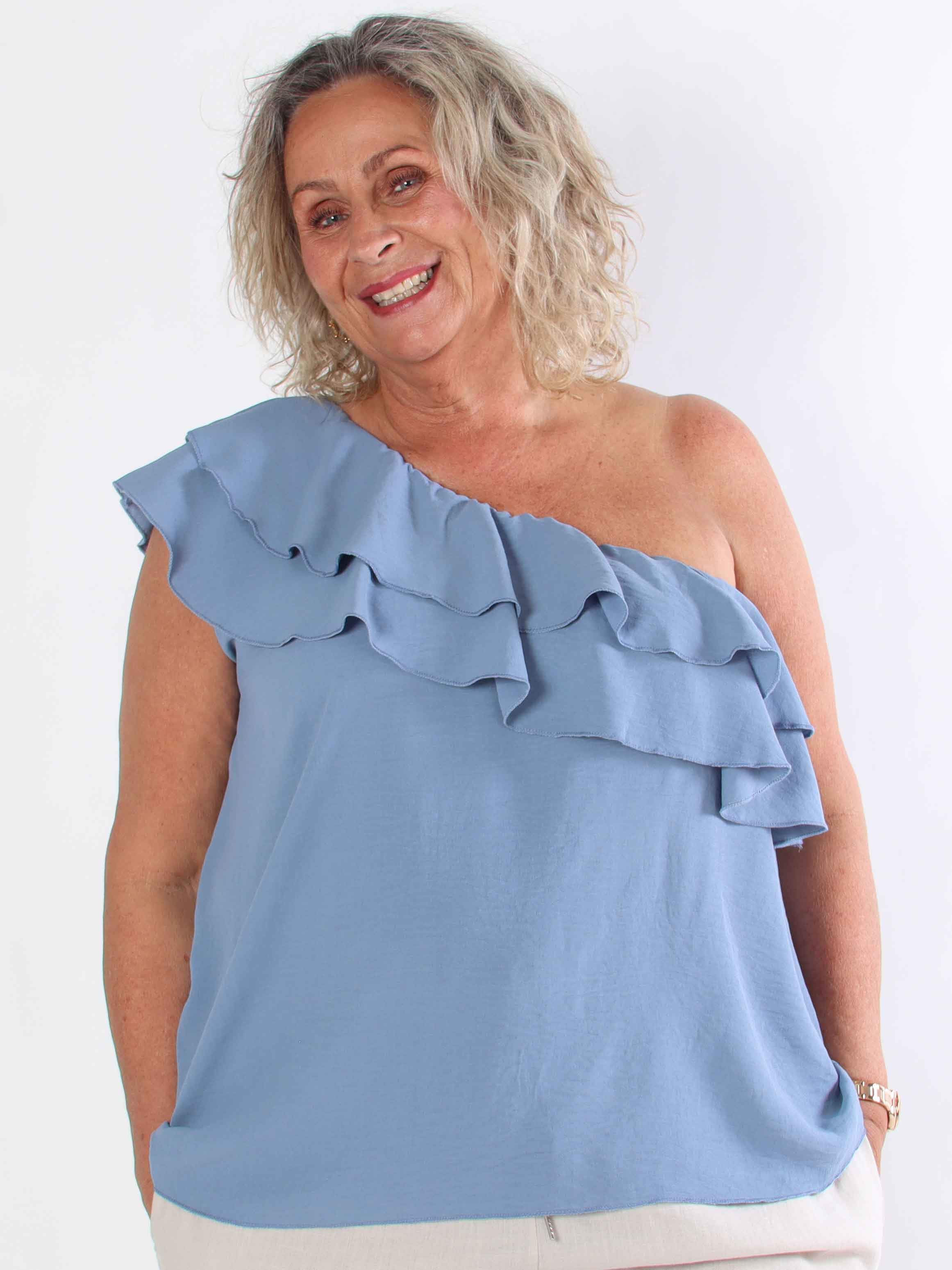 Catelyn Top - Söt one shoulder topp med volanger