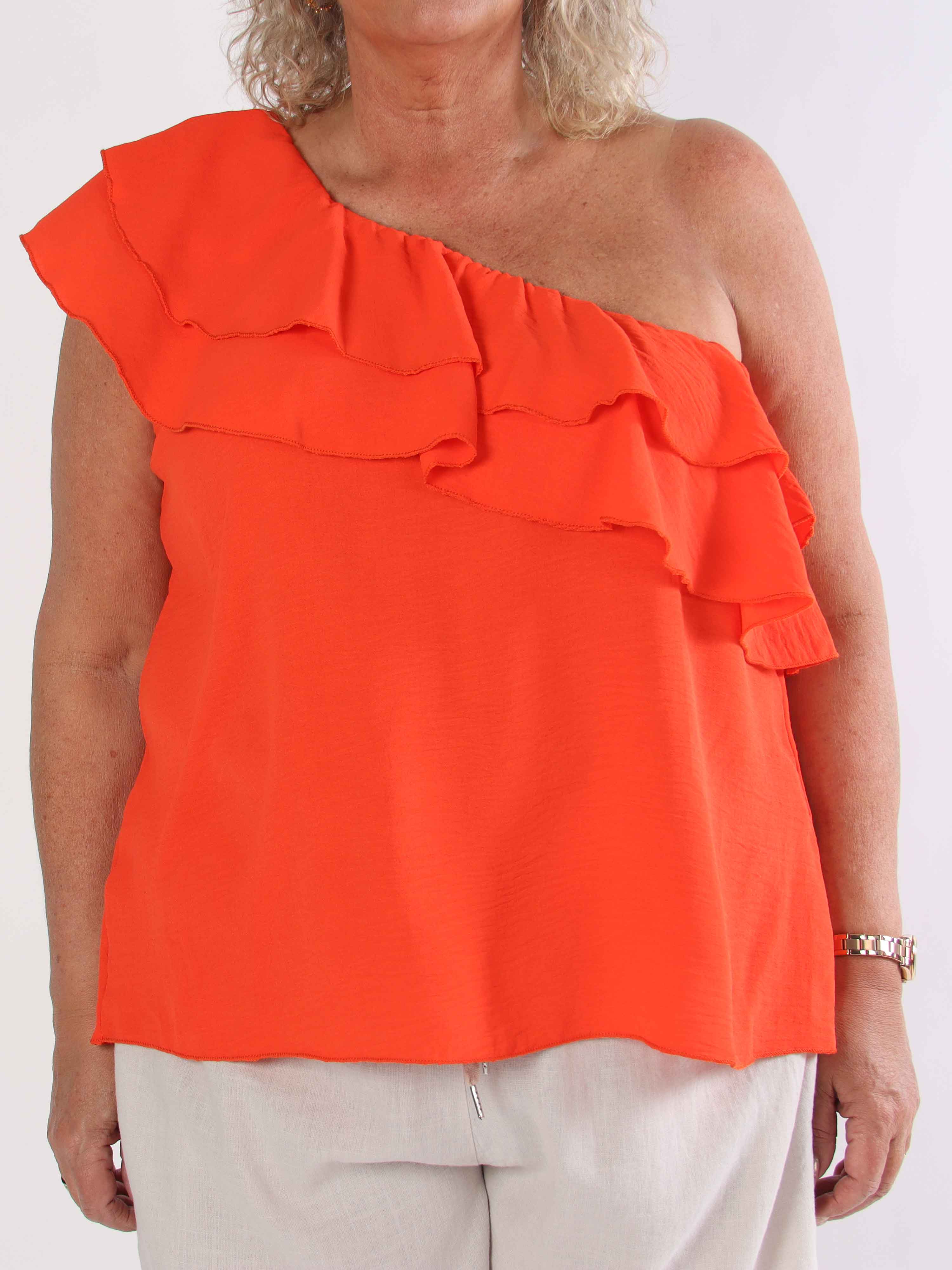 Catelyn Top - Söt one shoulder topp med volanger