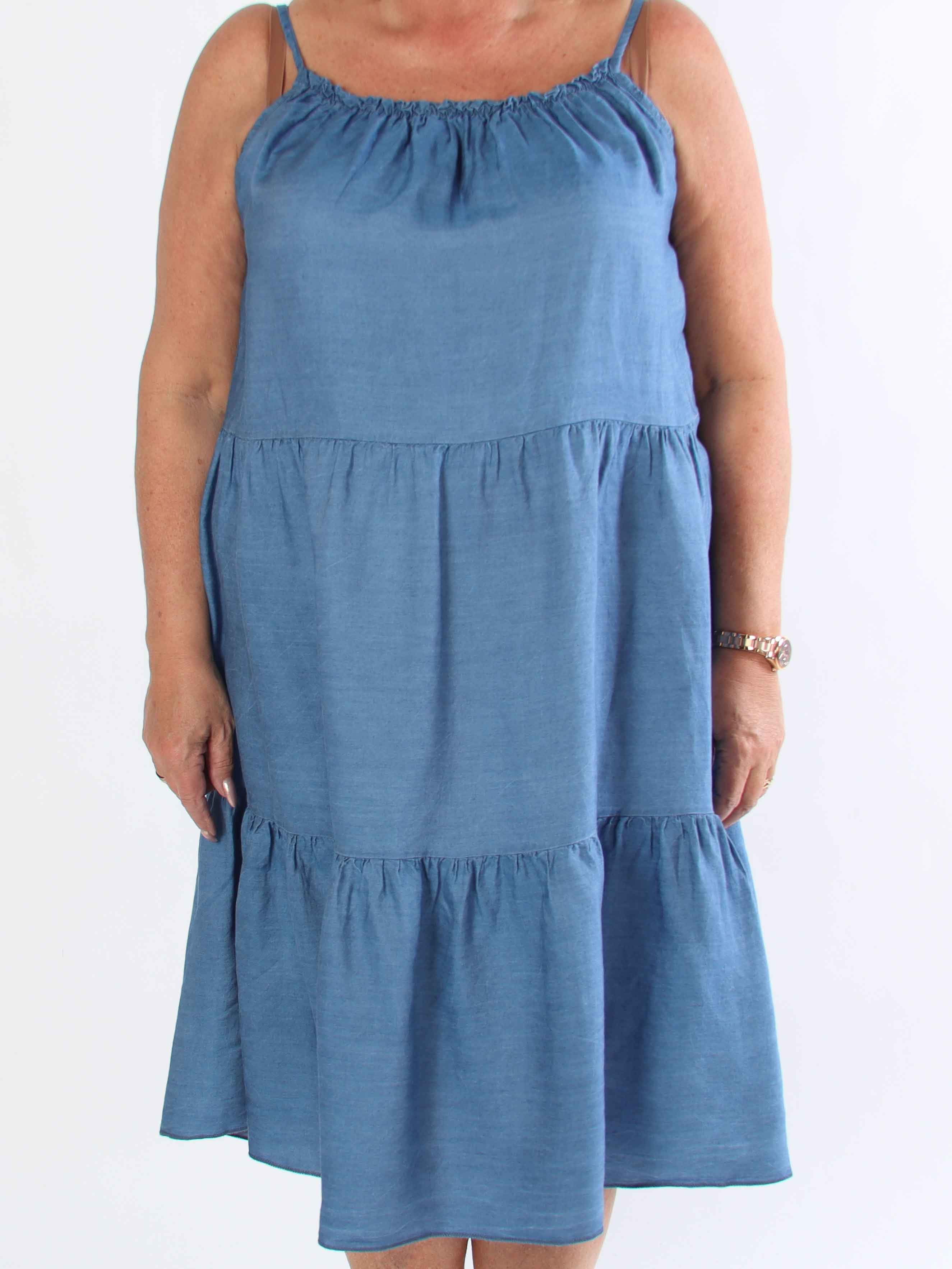 Lyla - Lång lager på lager plus size klänning i denim