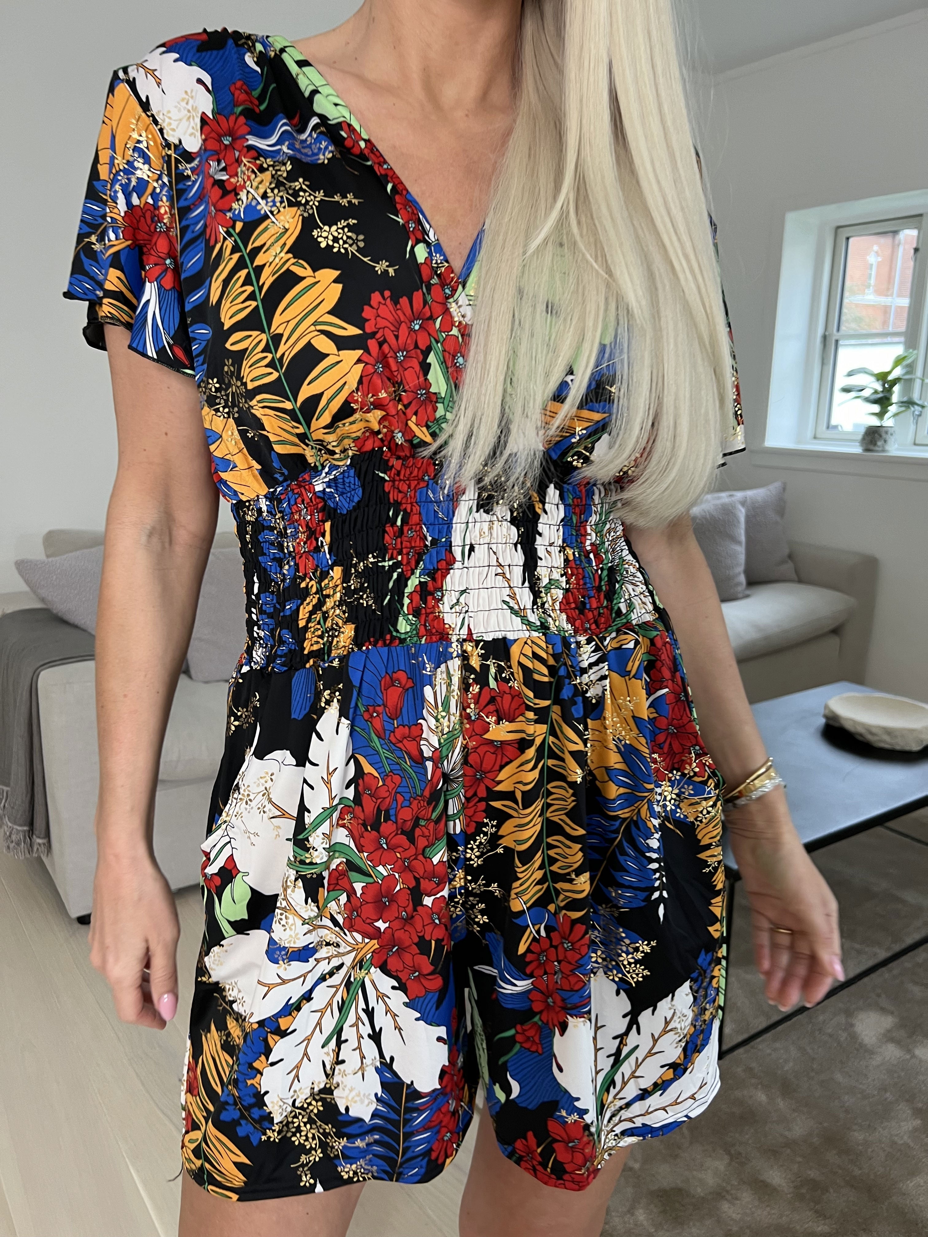 Pams Botanic Playsuit O/B - Mönstrad playsuit med resår