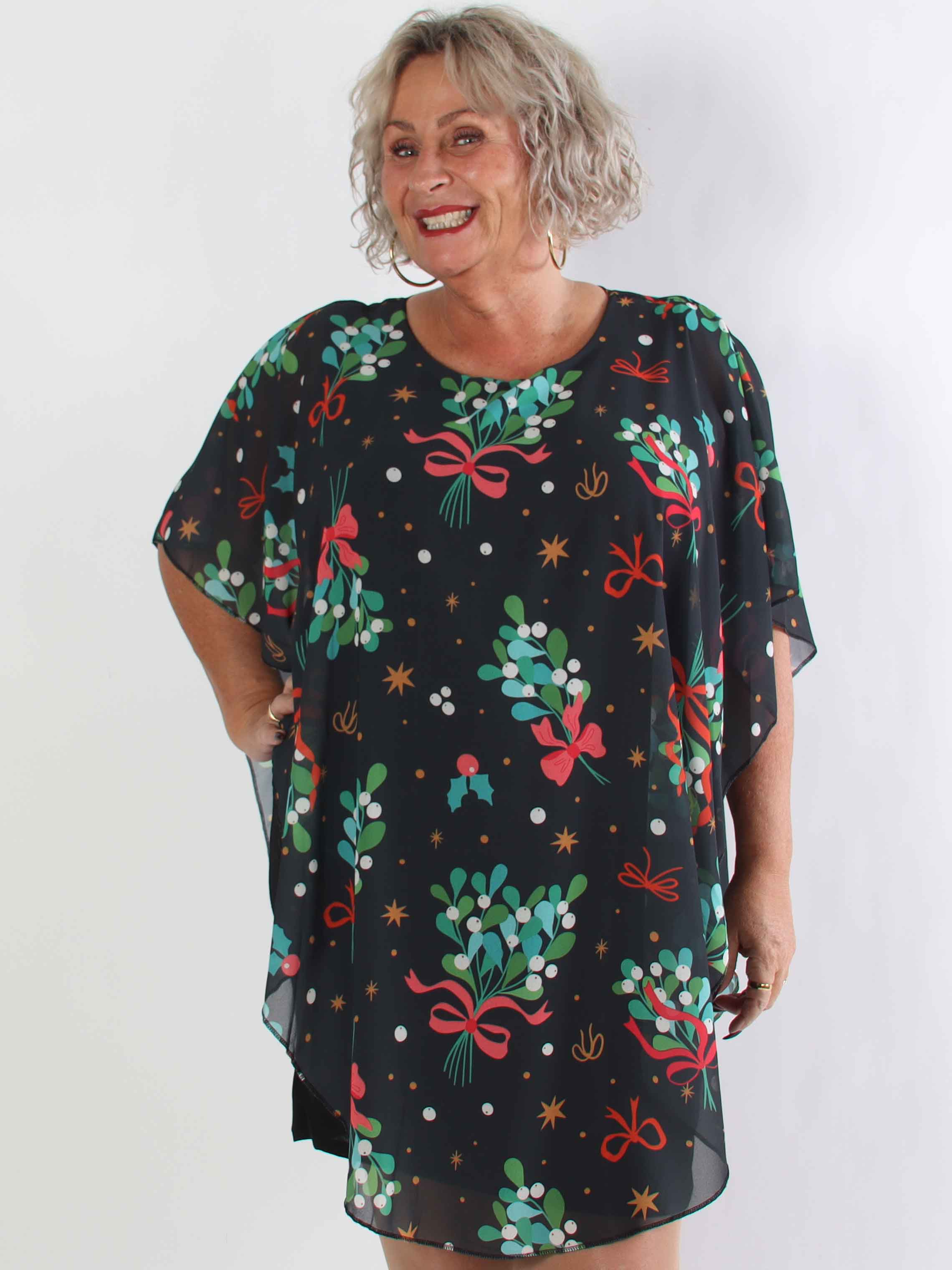 Kenya Mistletoe -  Plus size tunikaklänning med mistelmotiv