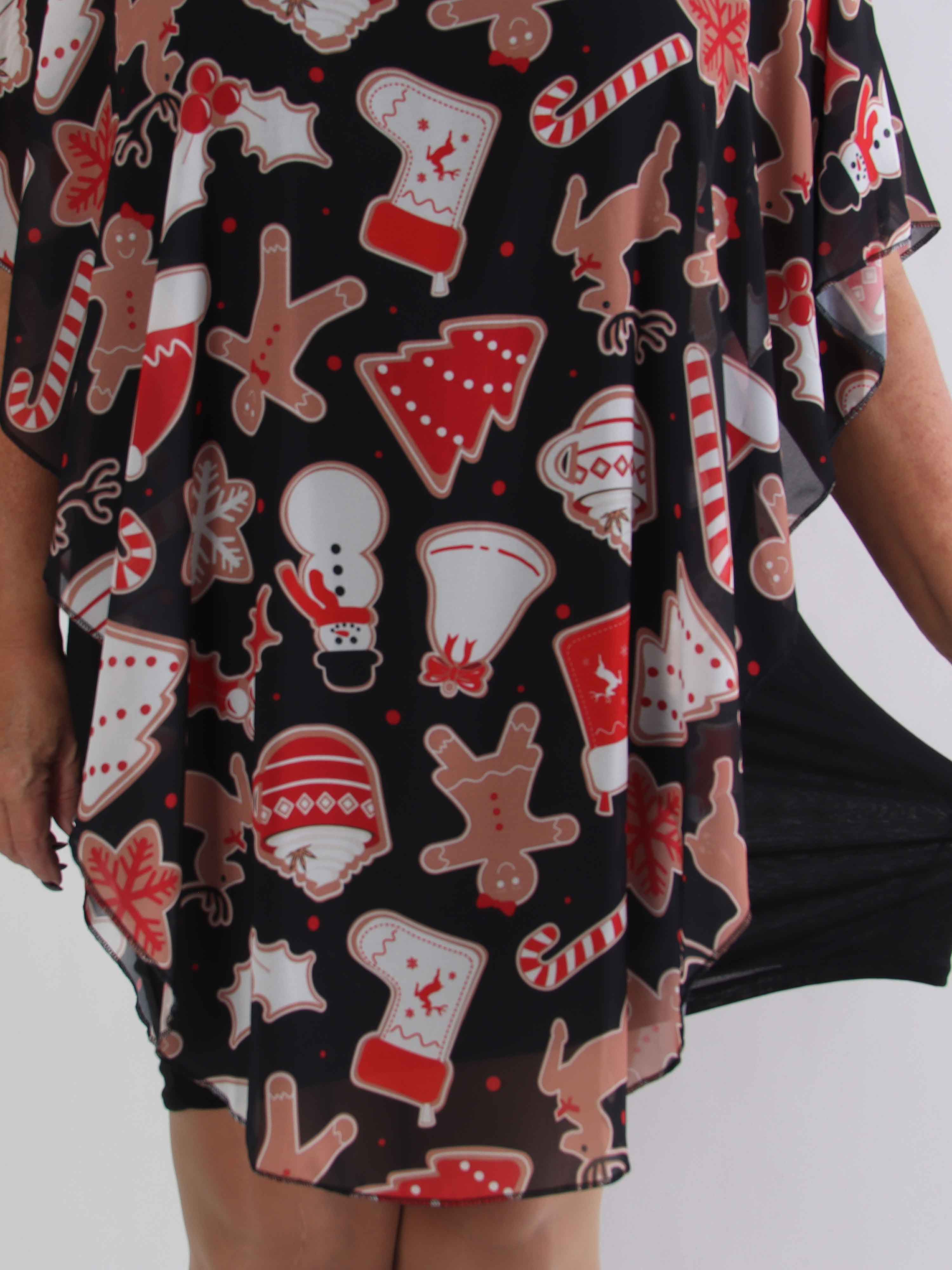 Kenya Gingerbread - Plus size tunikaklänning med julkakmotiv