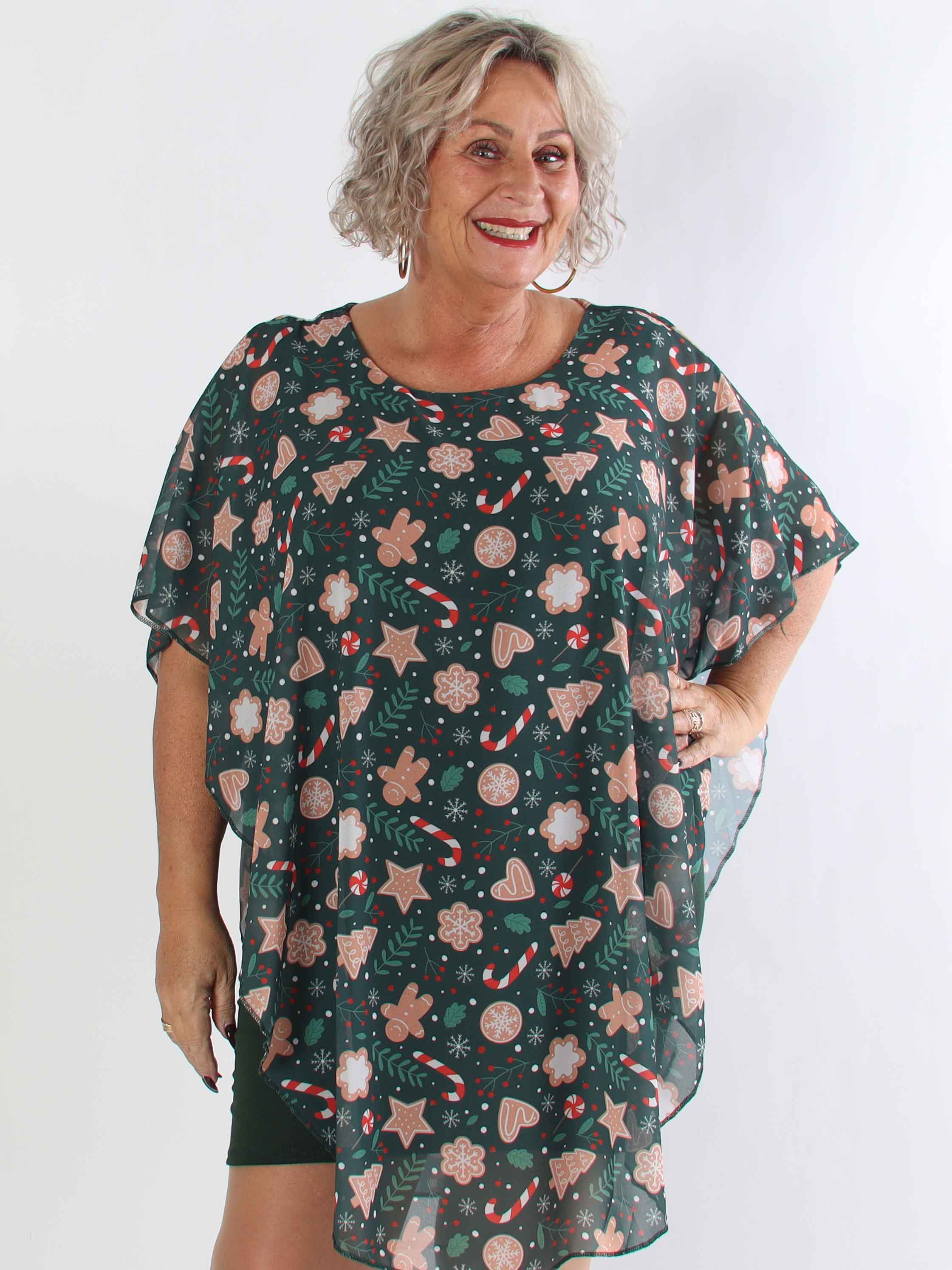 Kenya Gingerbread - Plus size tunikaklänning med julkakmotiv