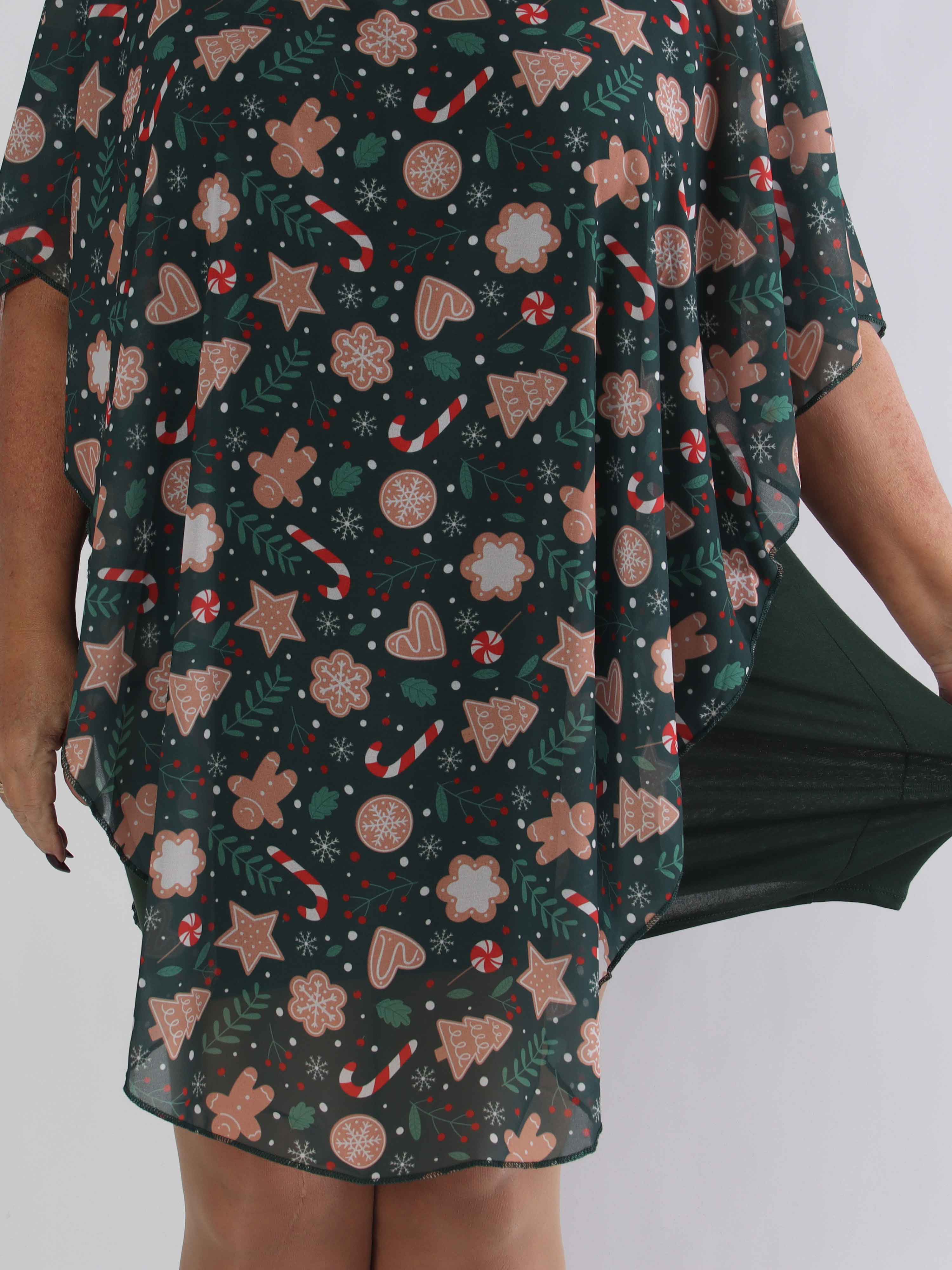 Kenya Gingerbread - Plus size tunikaklänning med julkakmotiv