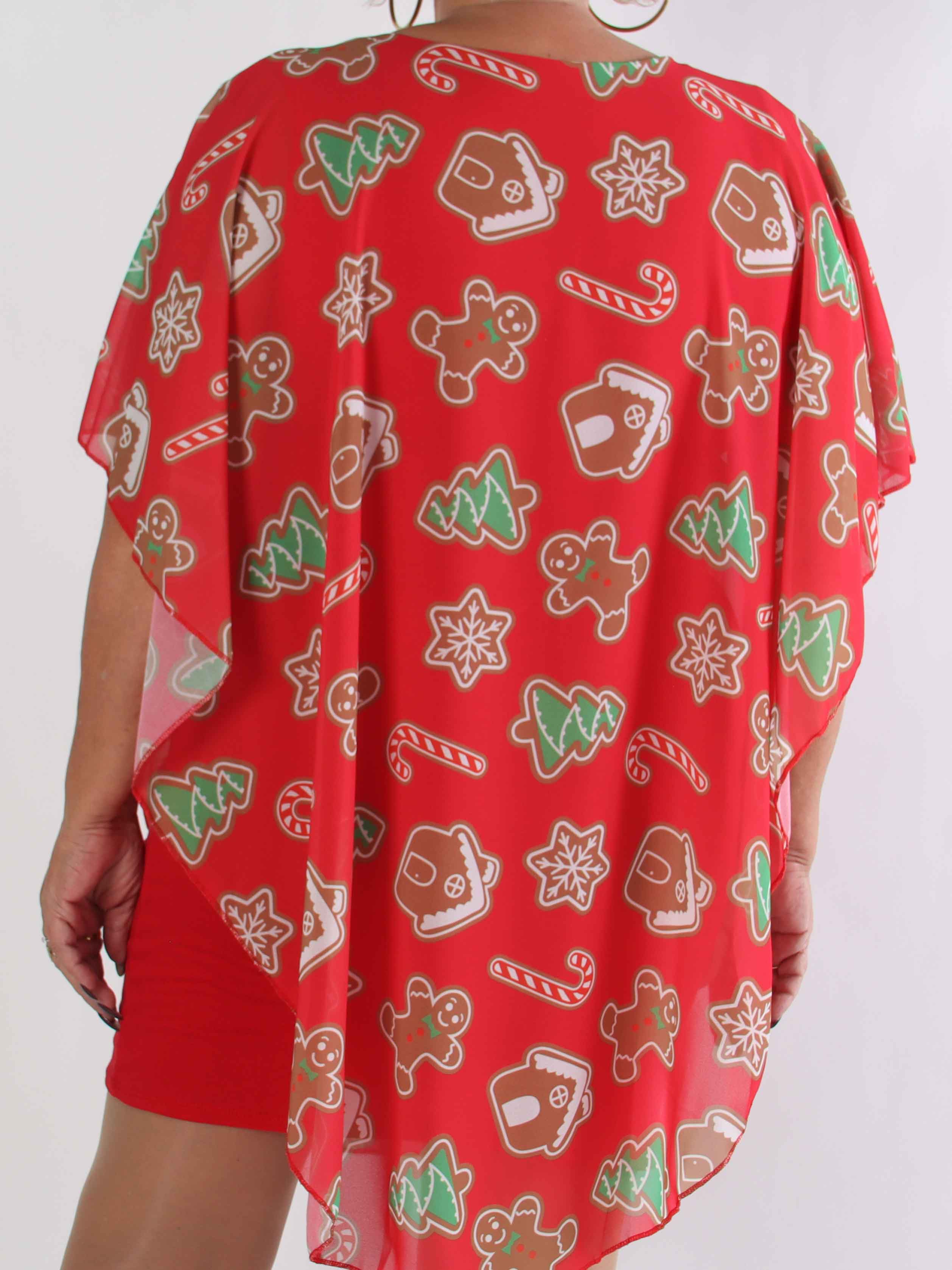 Kenya Gingerbread - Plus size tunikaklänning med peparkaksmotiv