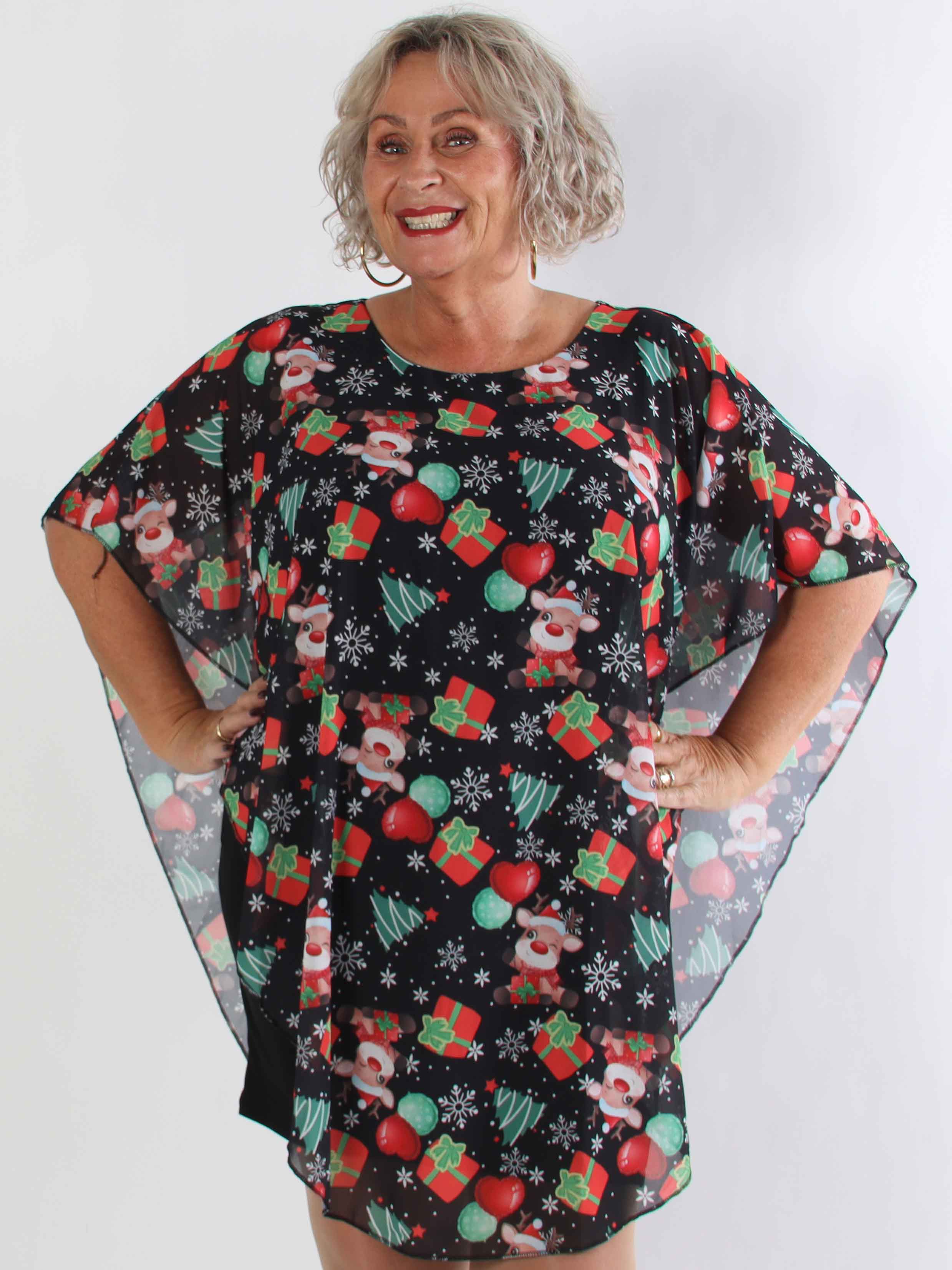 Kenya Christmas - Plus size tunikaklänning med julmotiv på