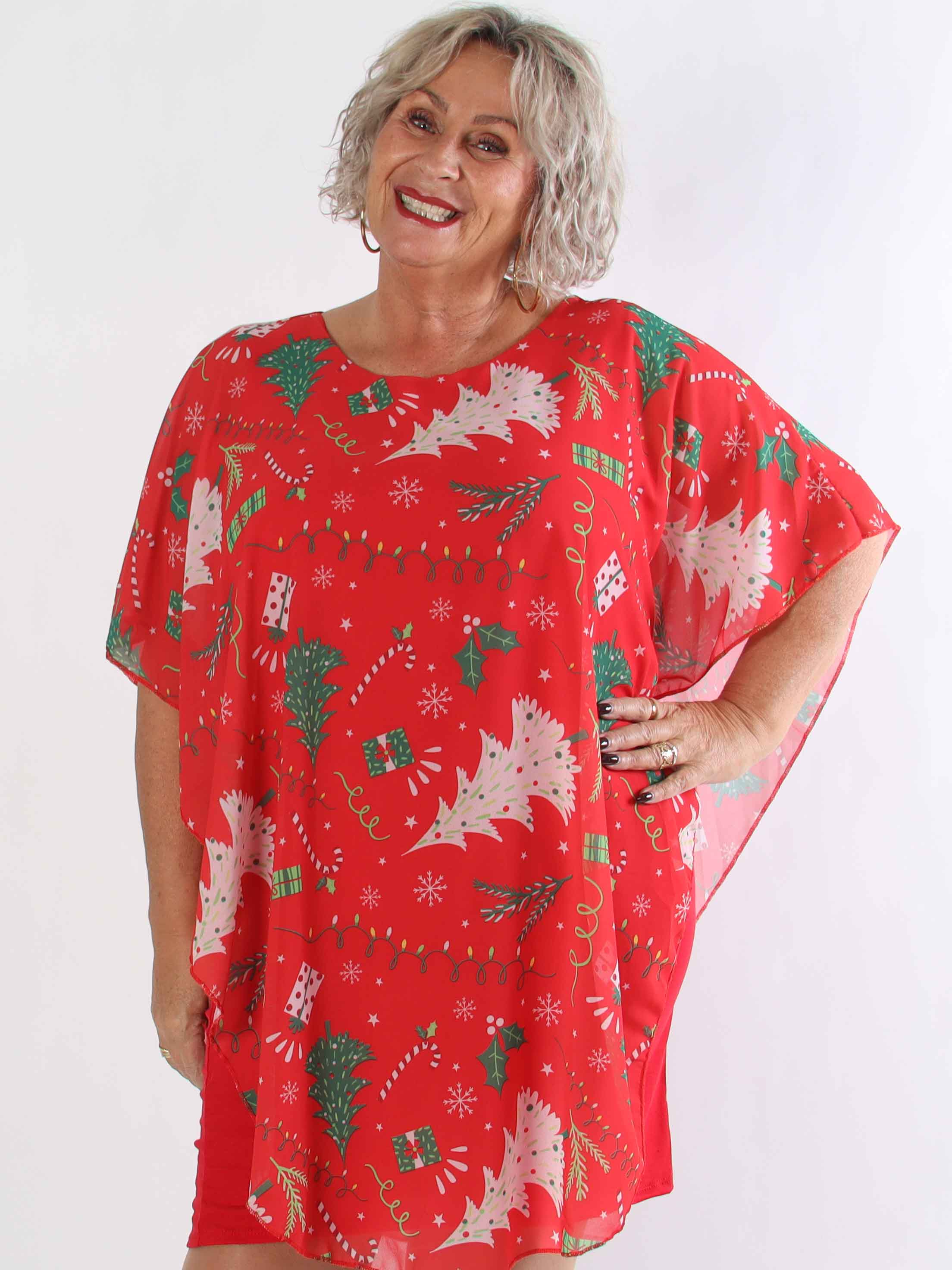 Kenya Christmas - Plus size tunikaklänning med julmotiv på