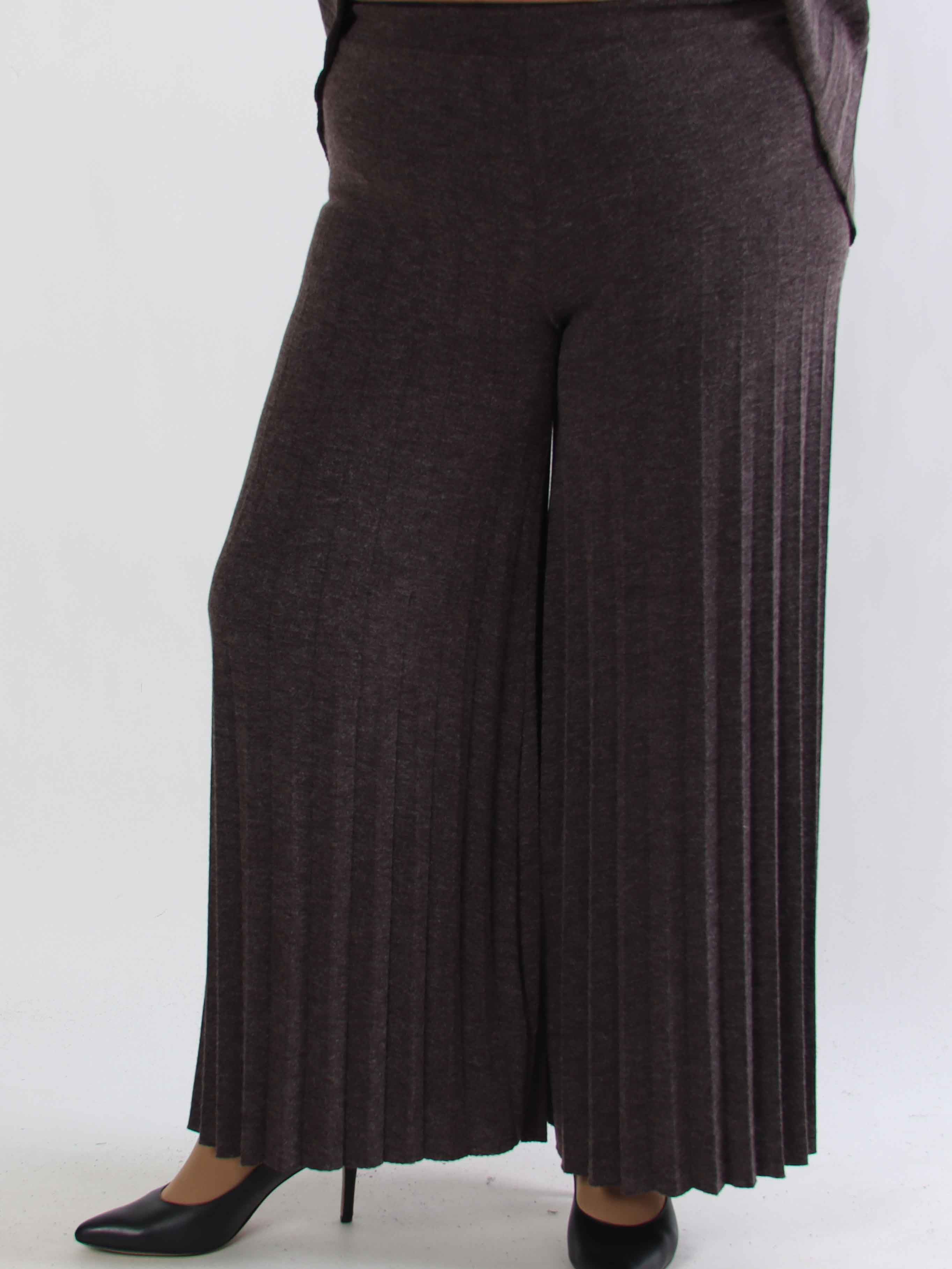 Anita Pants - Mjuka och eleganta plisserade plus size stickade byxor