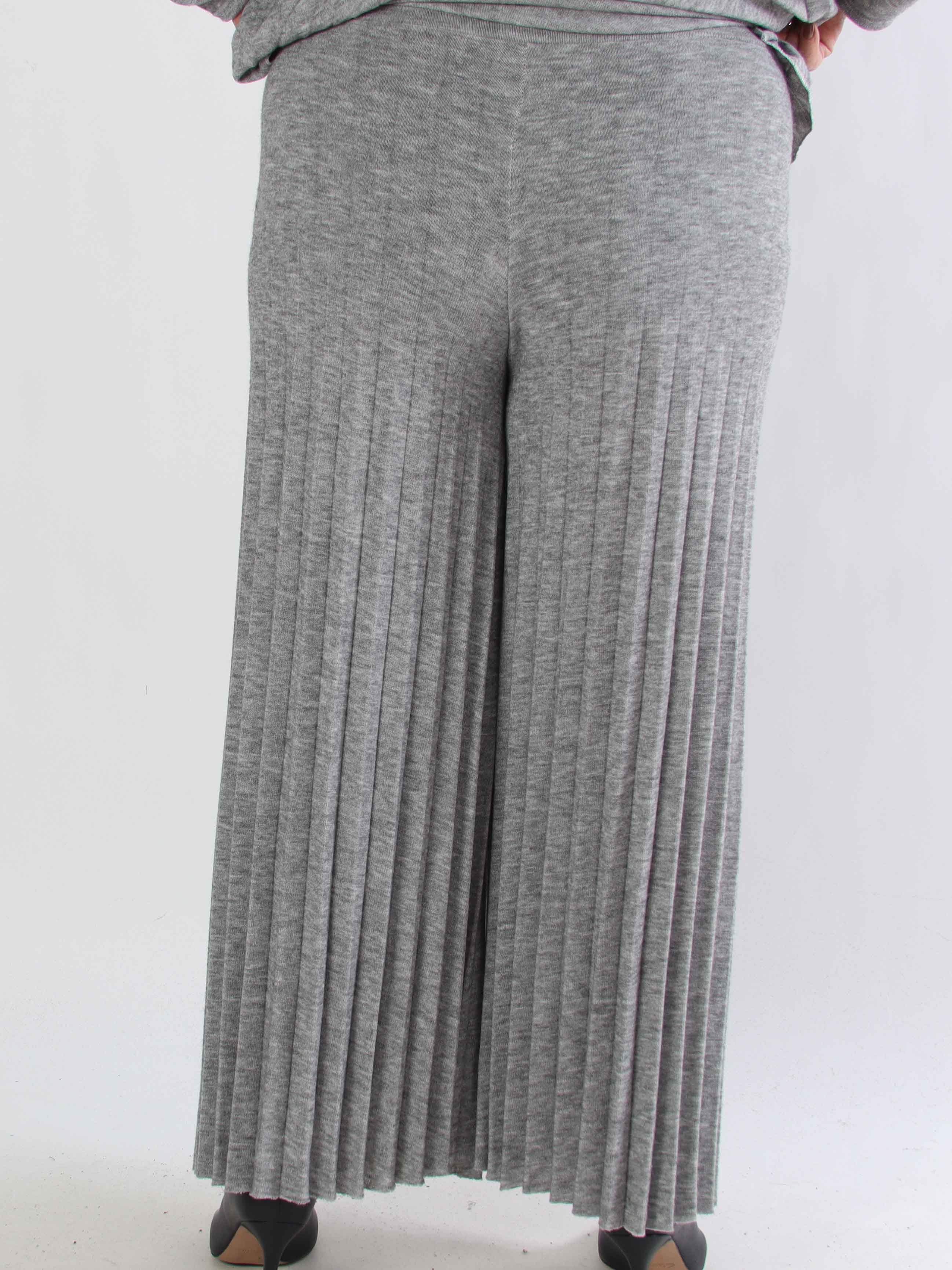 Anita Pants - Mjuka och eleganta plisserade plus size stickade byxor