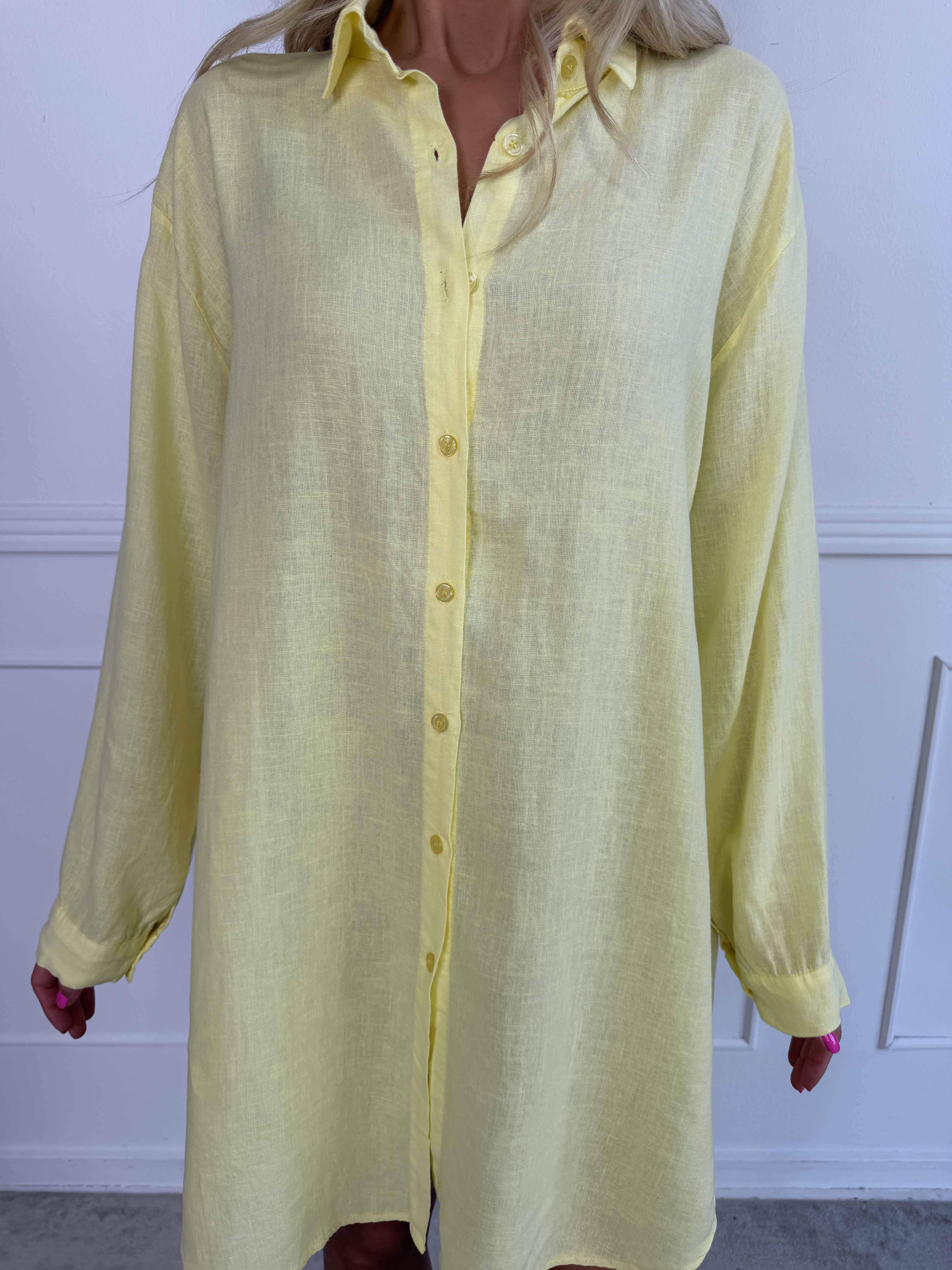 Clara Dress - Plus size skjortekjole i viskose og hør