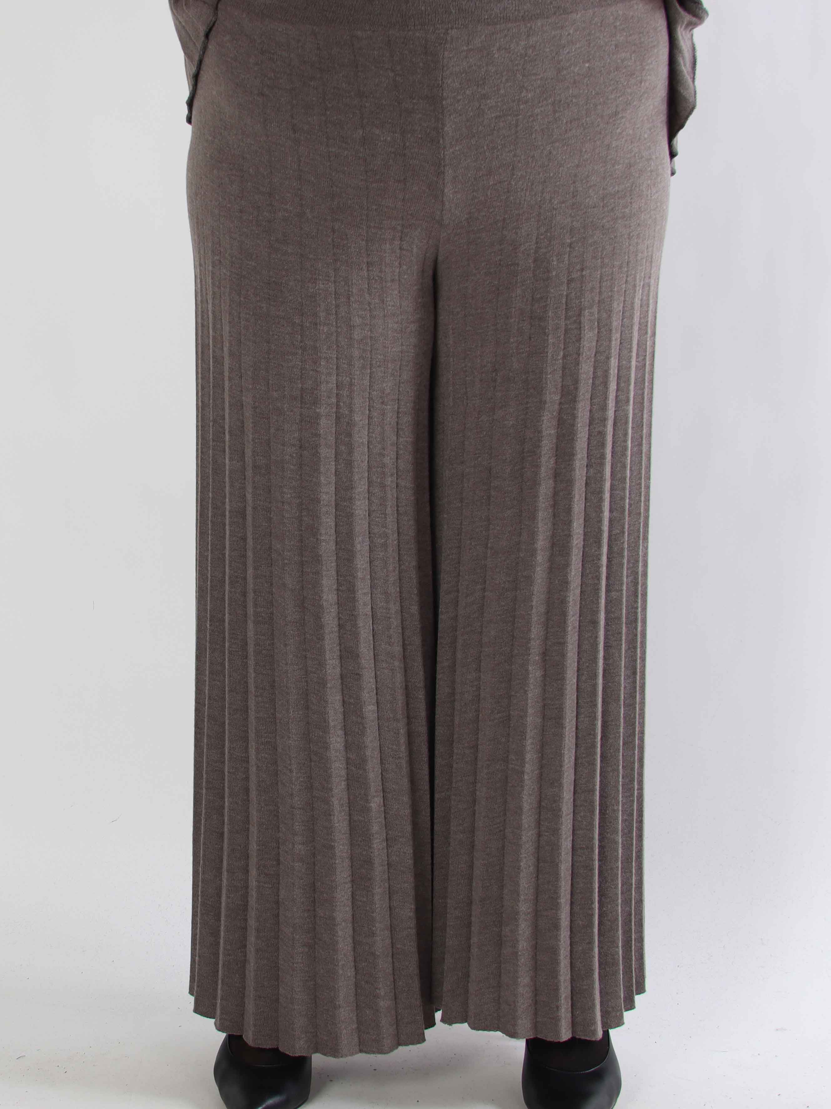 Anita Pants - Mjuka och eleganta plisserade plus size stickade byxor