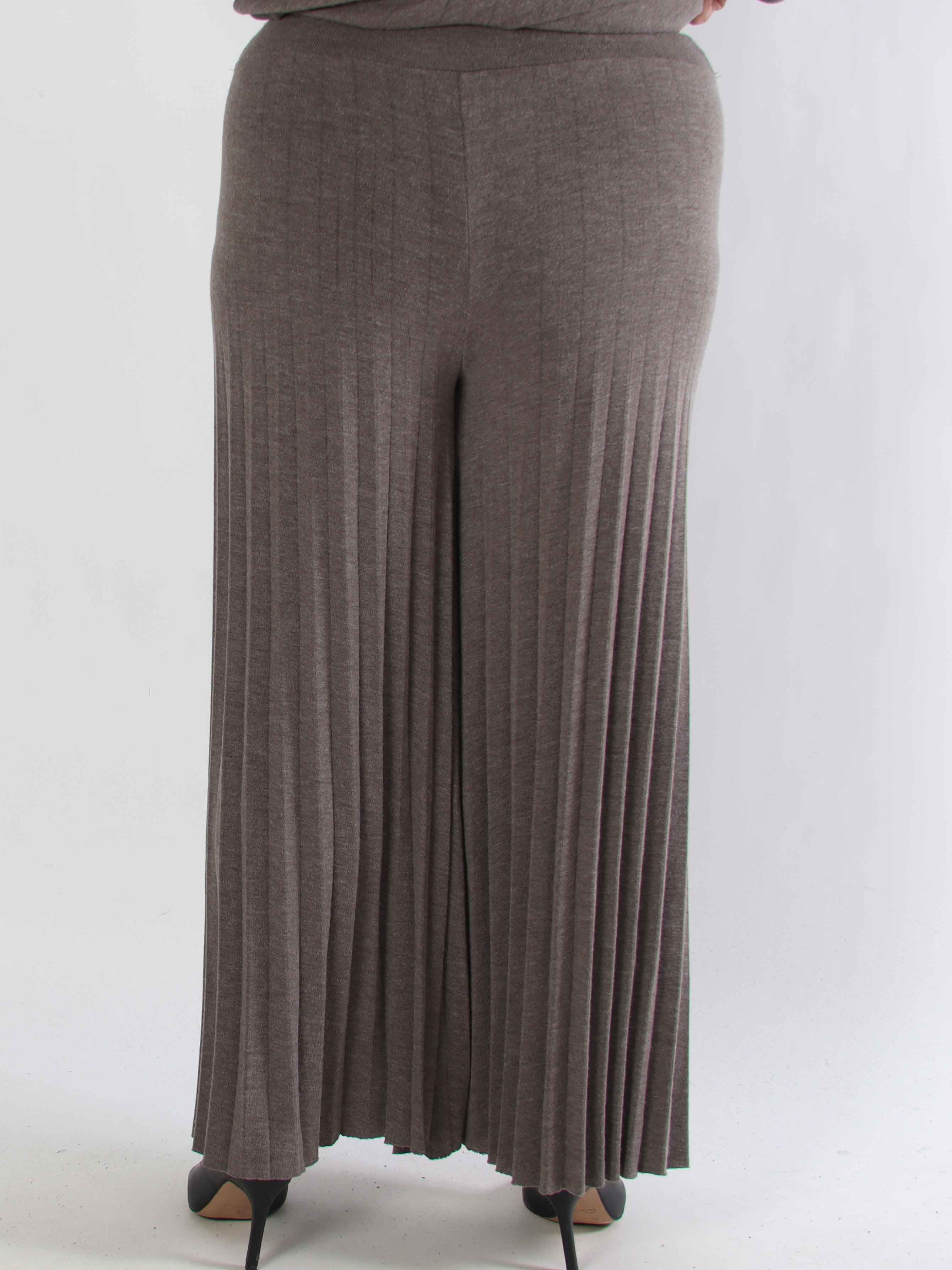 Anita Pants - Mjuka och eleganta plisserade plus size stickade byxor